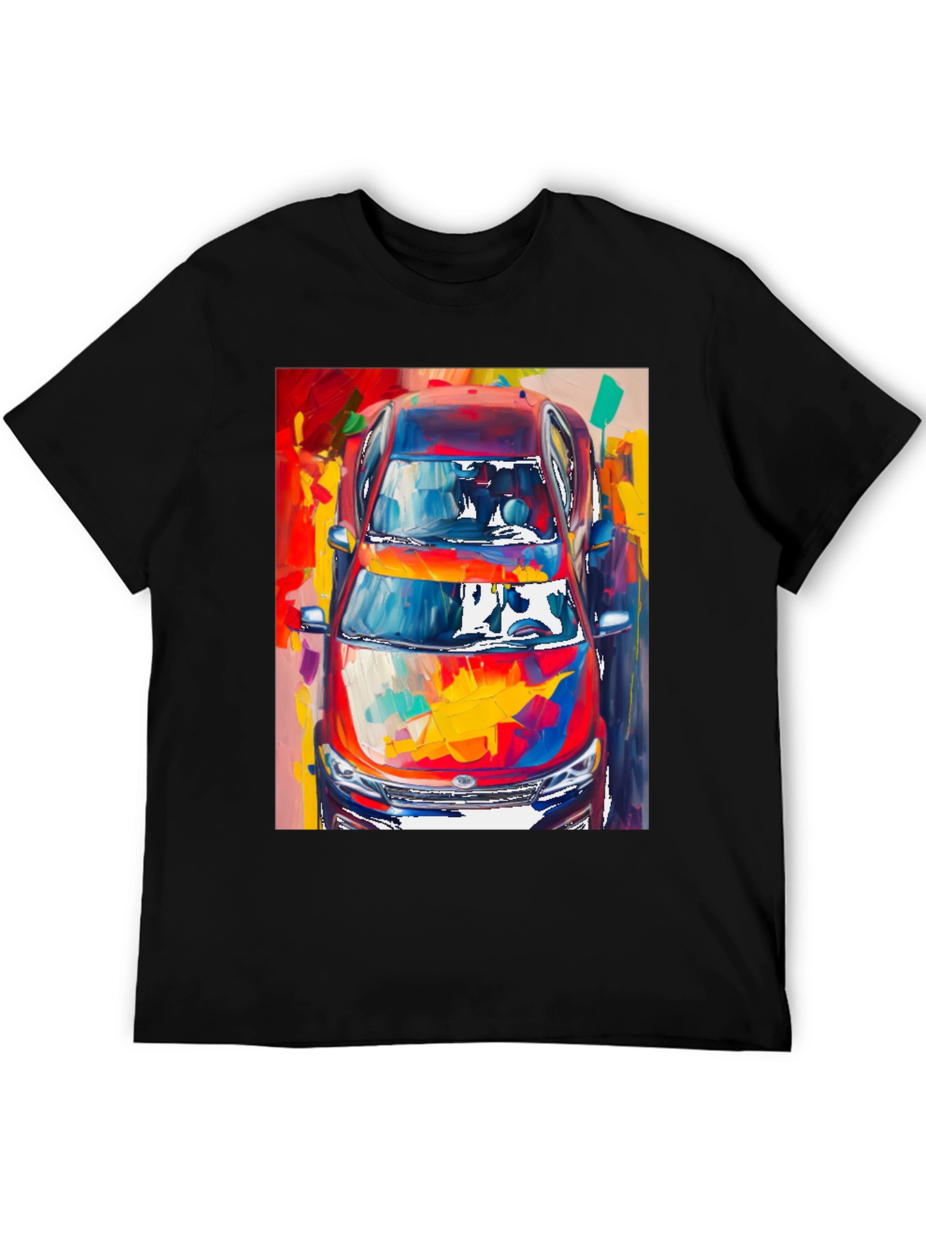 Abstract Car Print Black T-Shirt