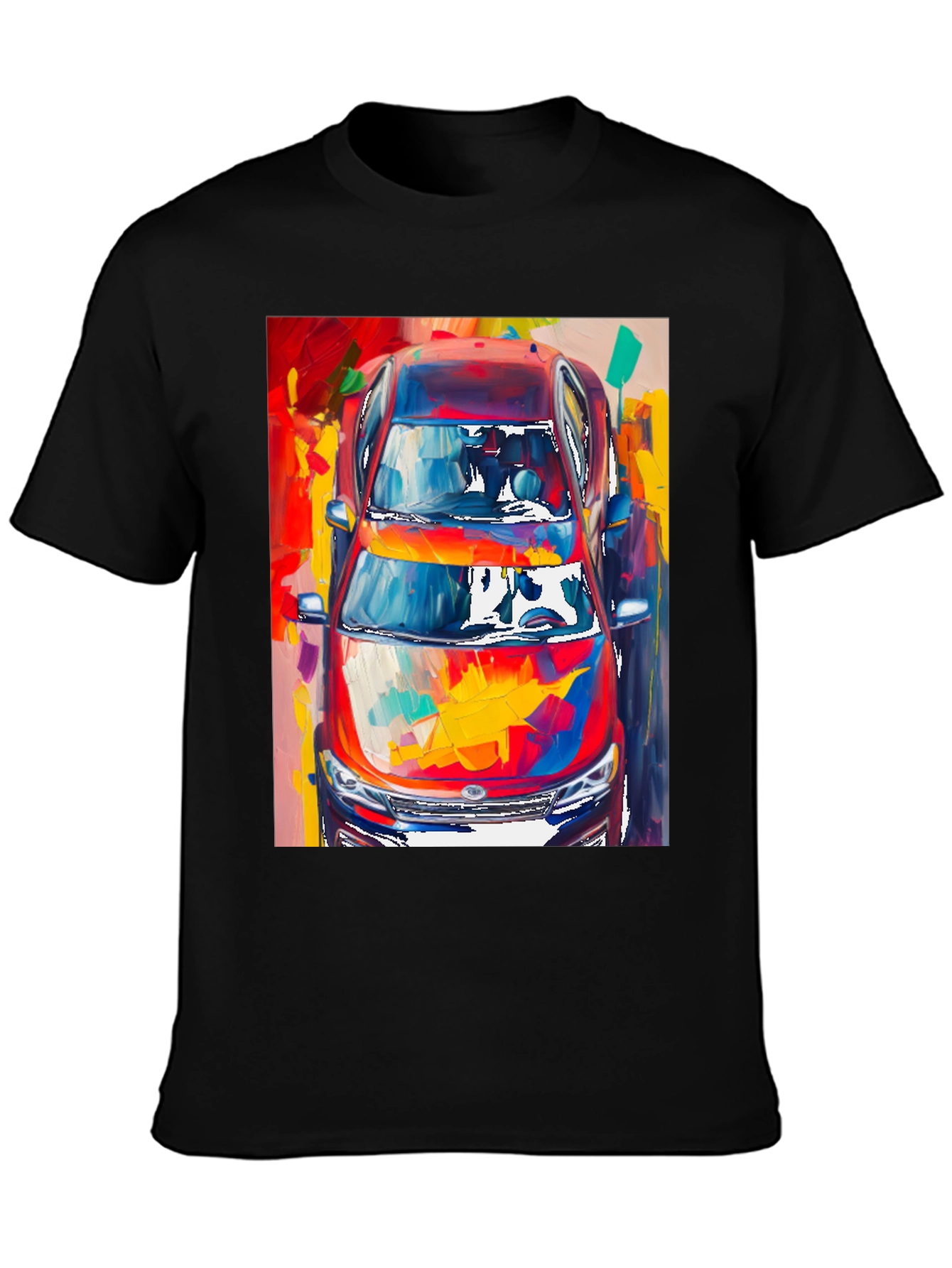Abstract Car Print Black T-Shirt