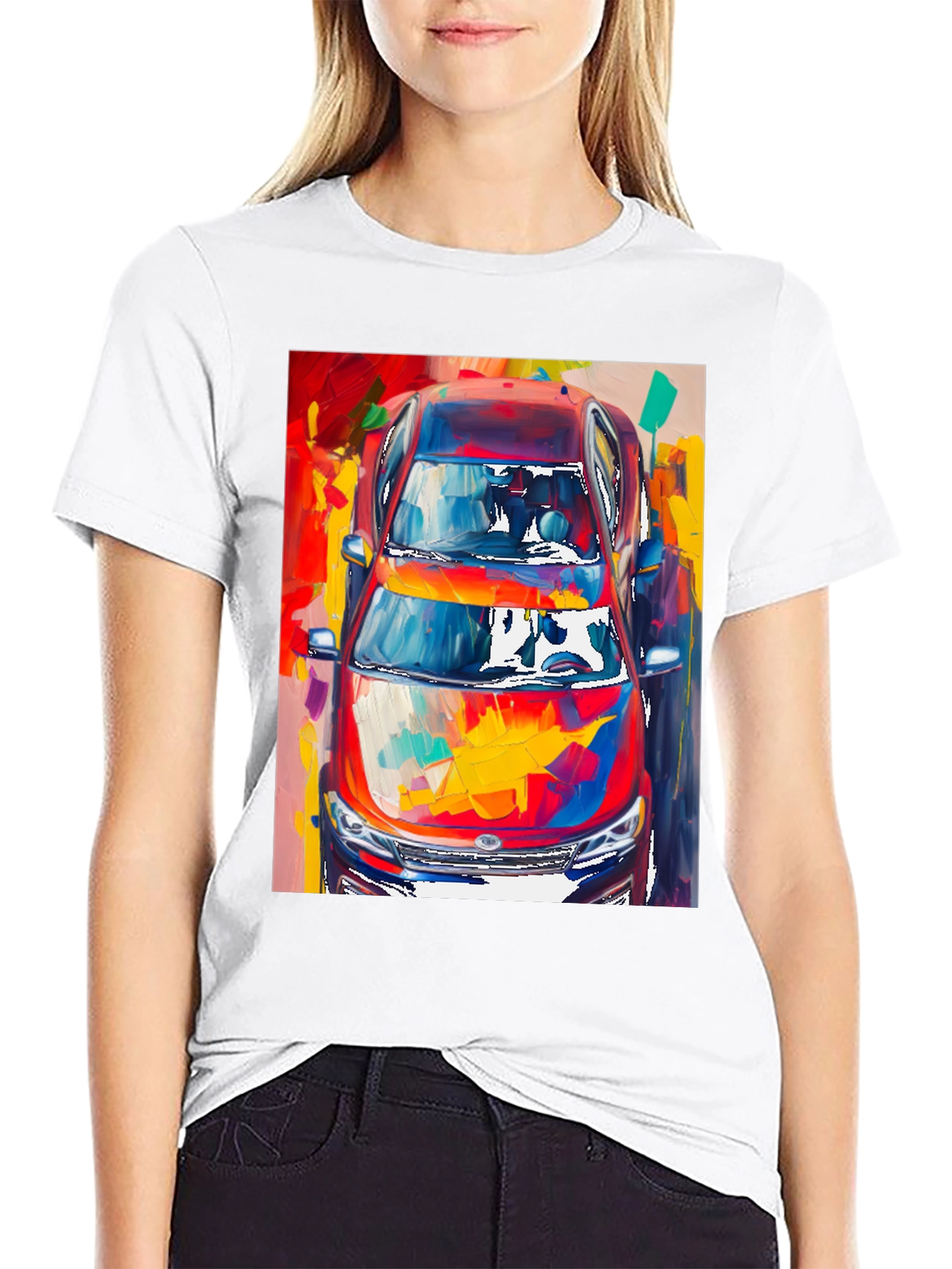 Abstract Car Print Black T-Shirt