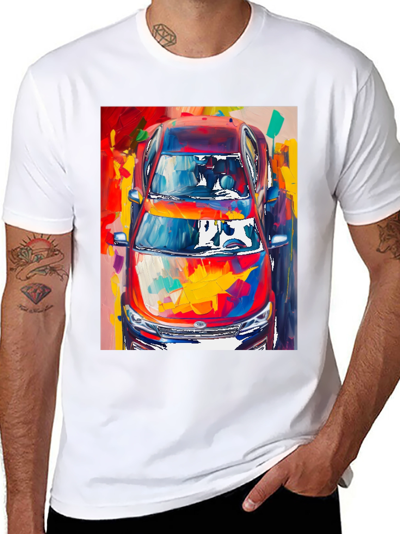 Abstract Car Print Black T-Shirt