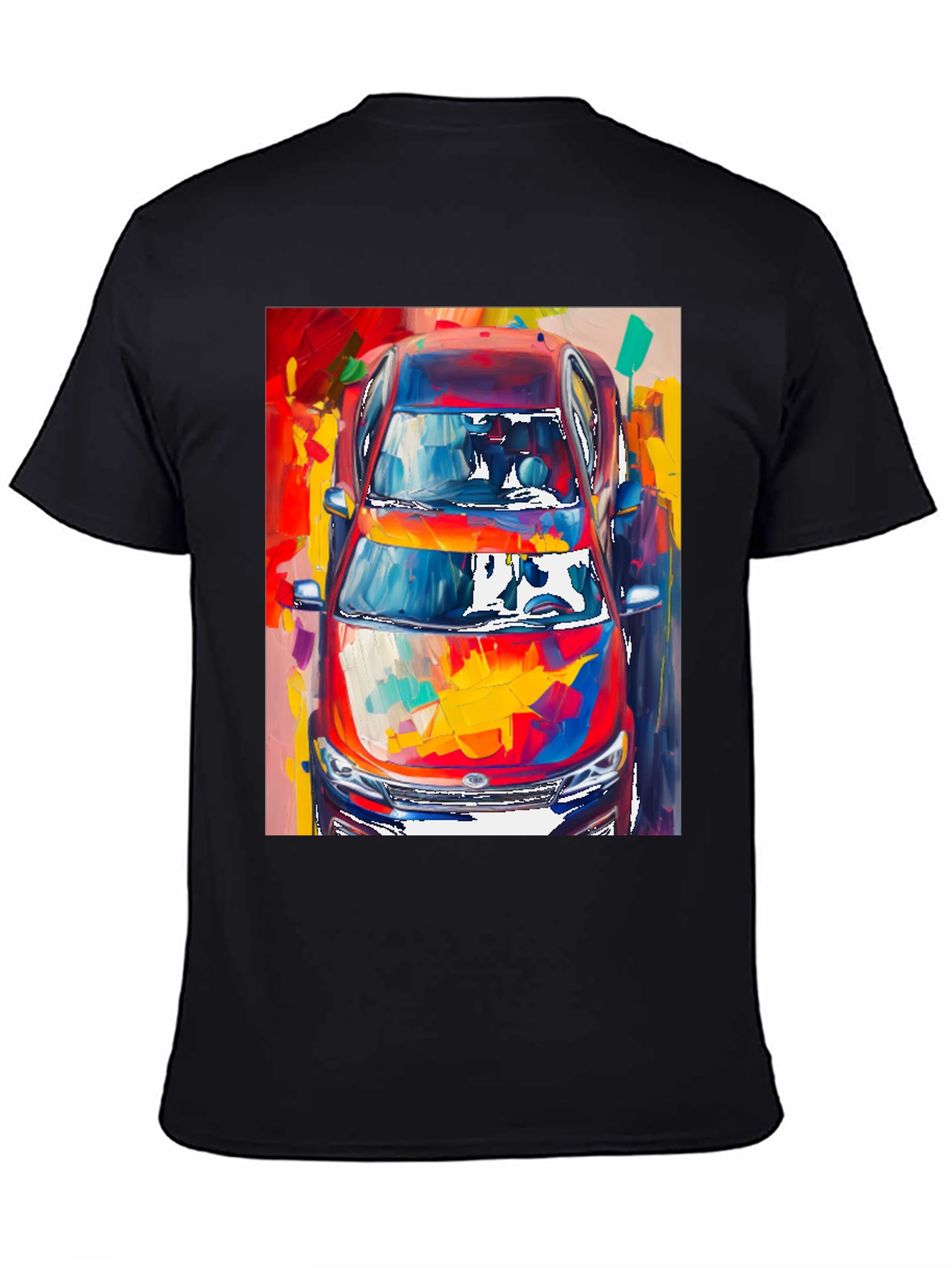 Abstract Car Print Black T-Shirt
