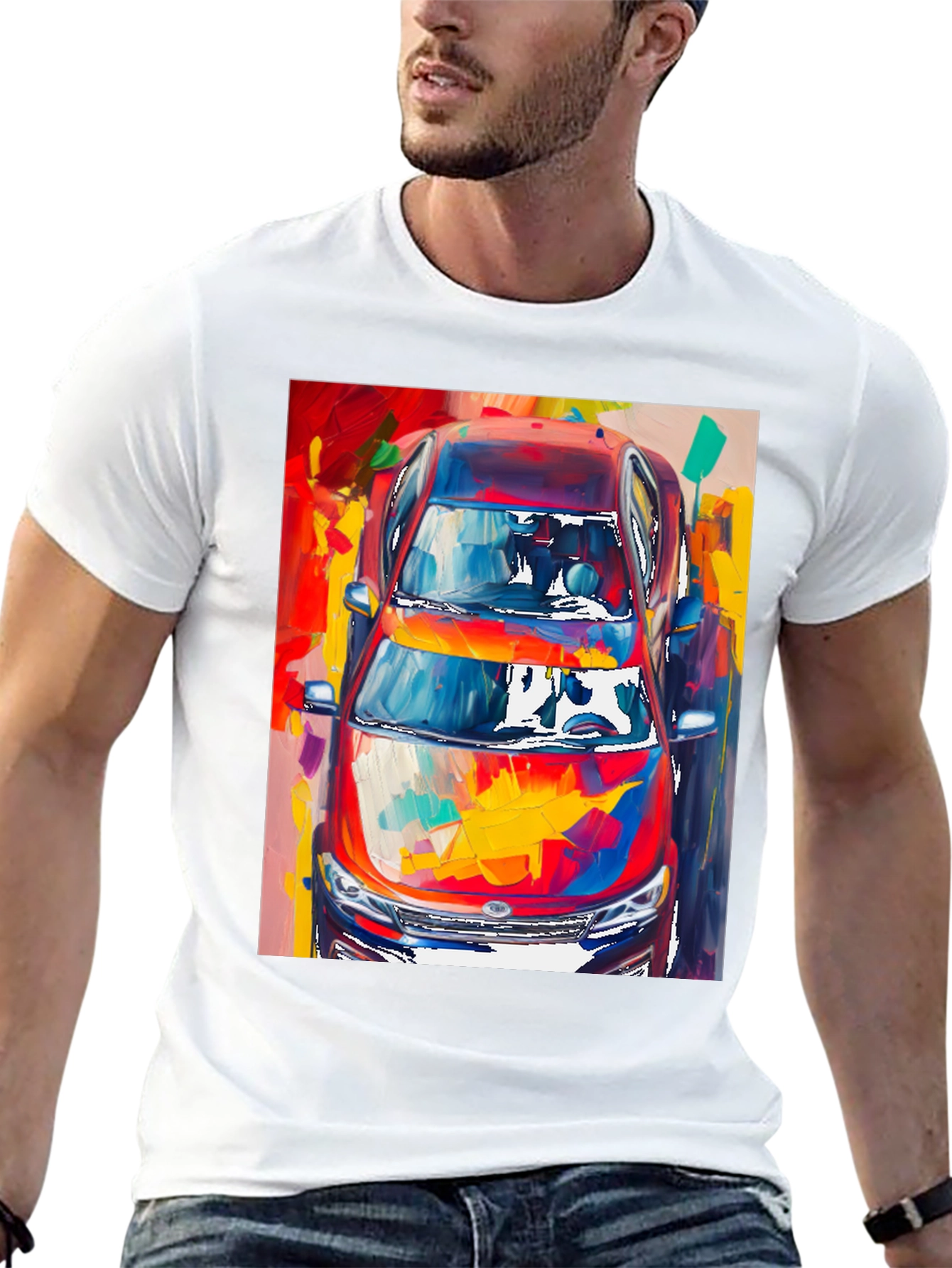 Abstract Car Print Black T-Shirt