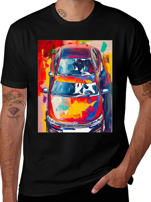 Abstract Car Print Black T-Shirt