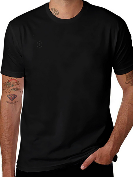 Mens Black Crew Neck T-Shirt - Minimalist Design
