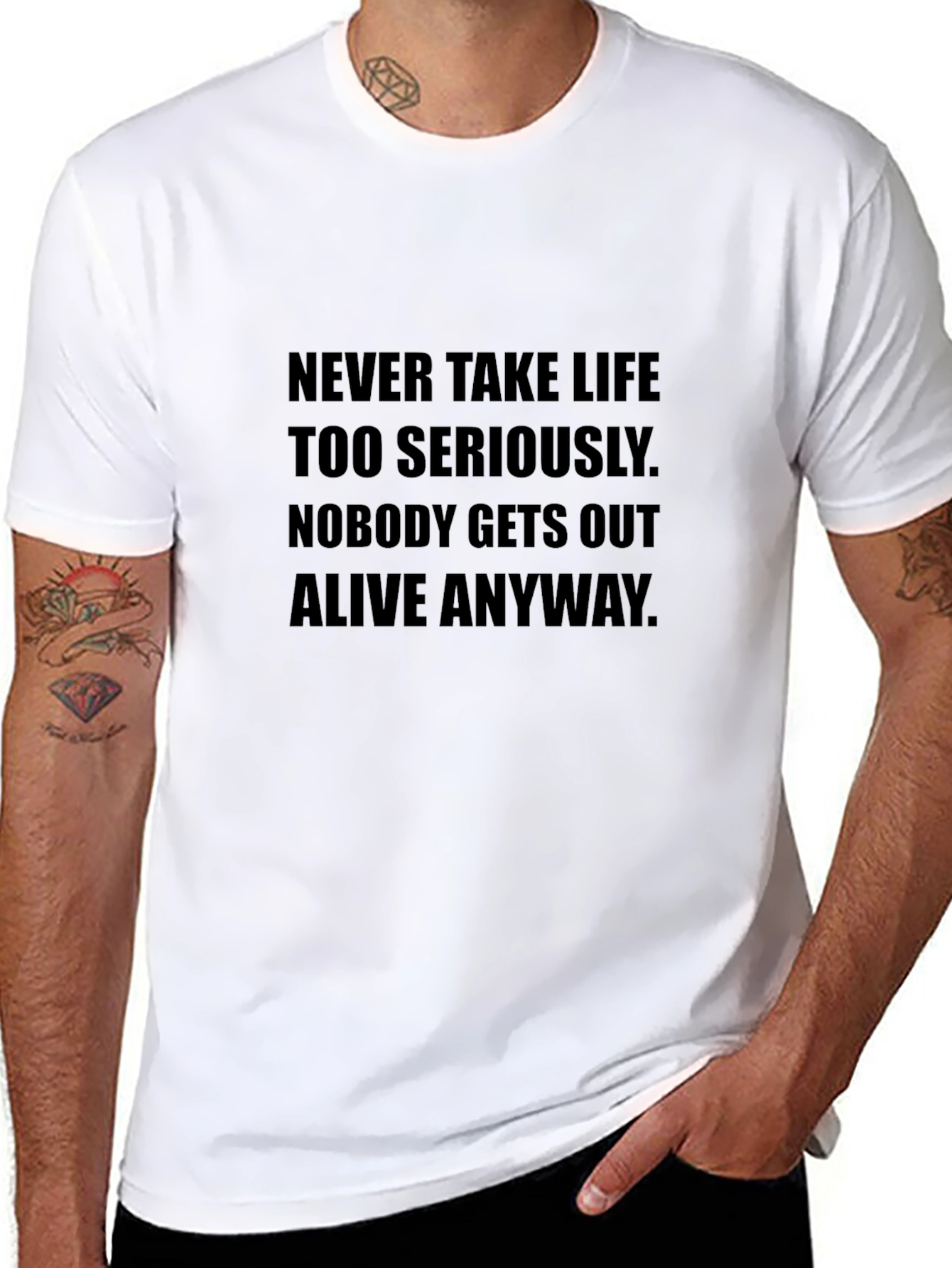Humorous Black T-Shirt - Nobody Gets Out Alive