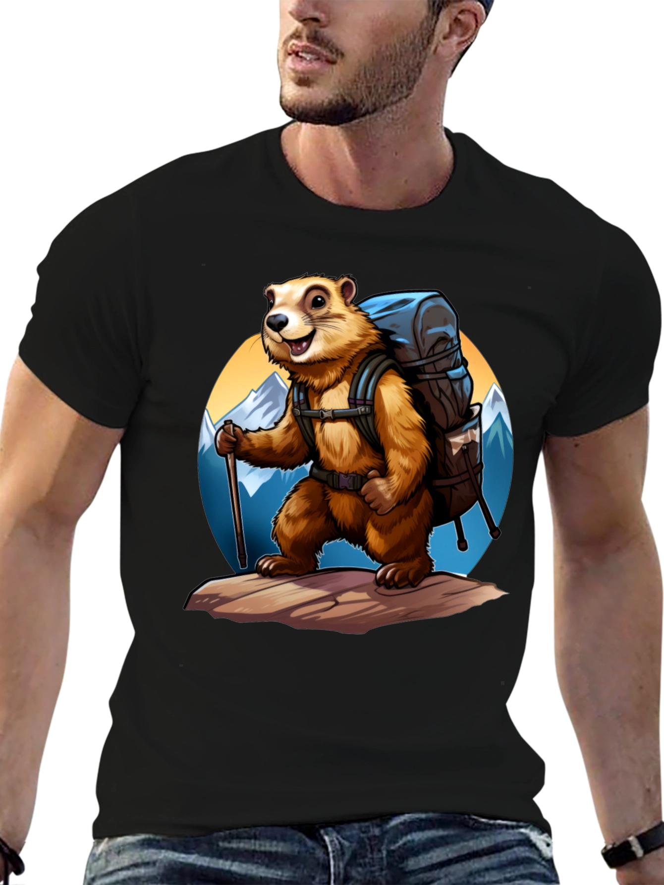 Hiking Marmot Graphic Tee - Adventure Ready!