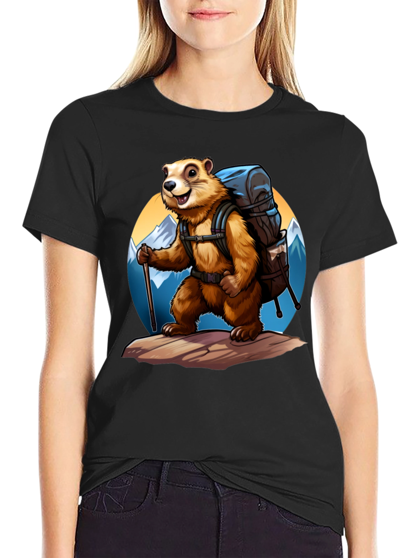 Hiking Marmot Graphic Tee - Adventure Ready!