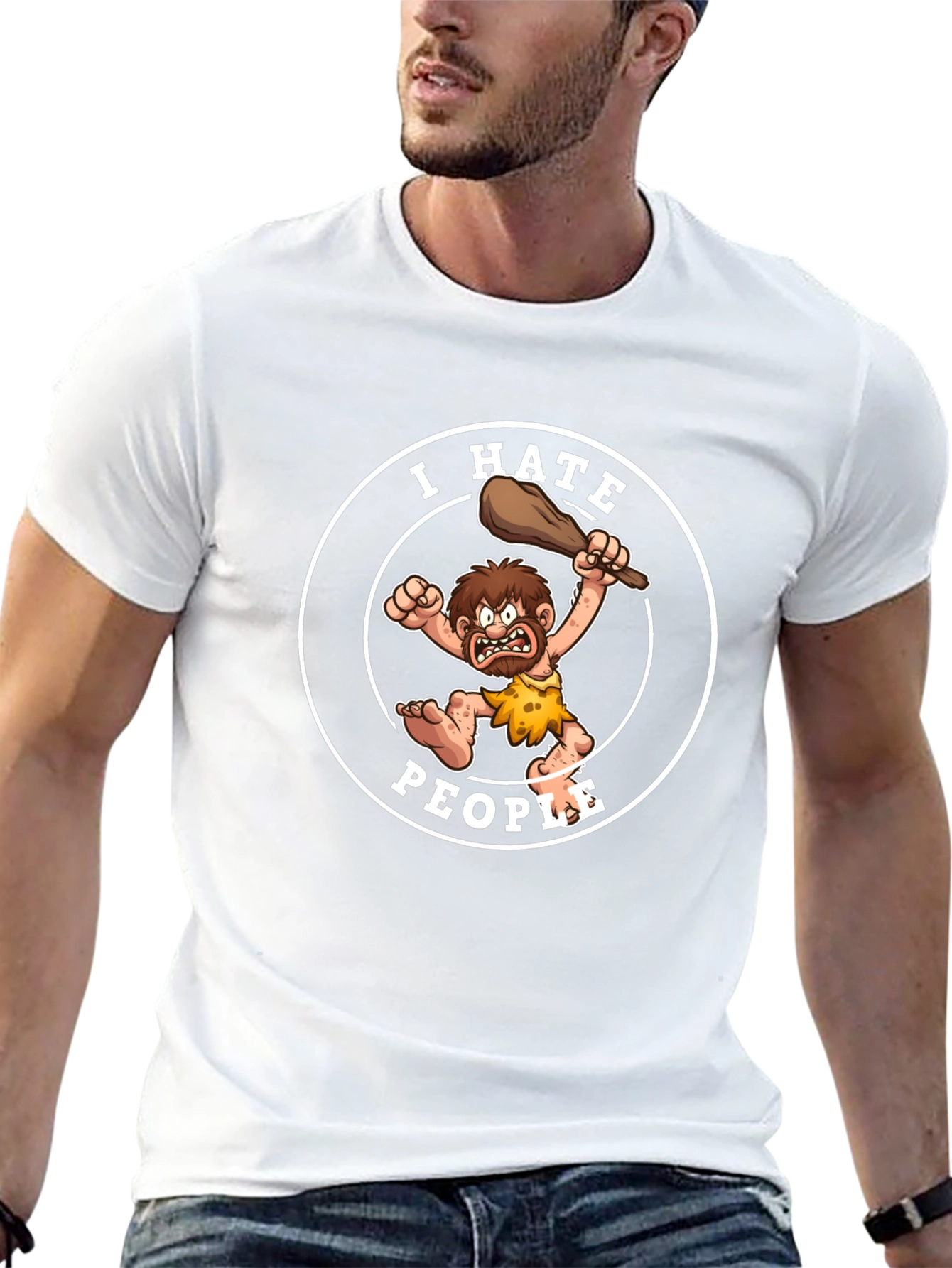 I Hate People Caveman Graphic T-Shirt