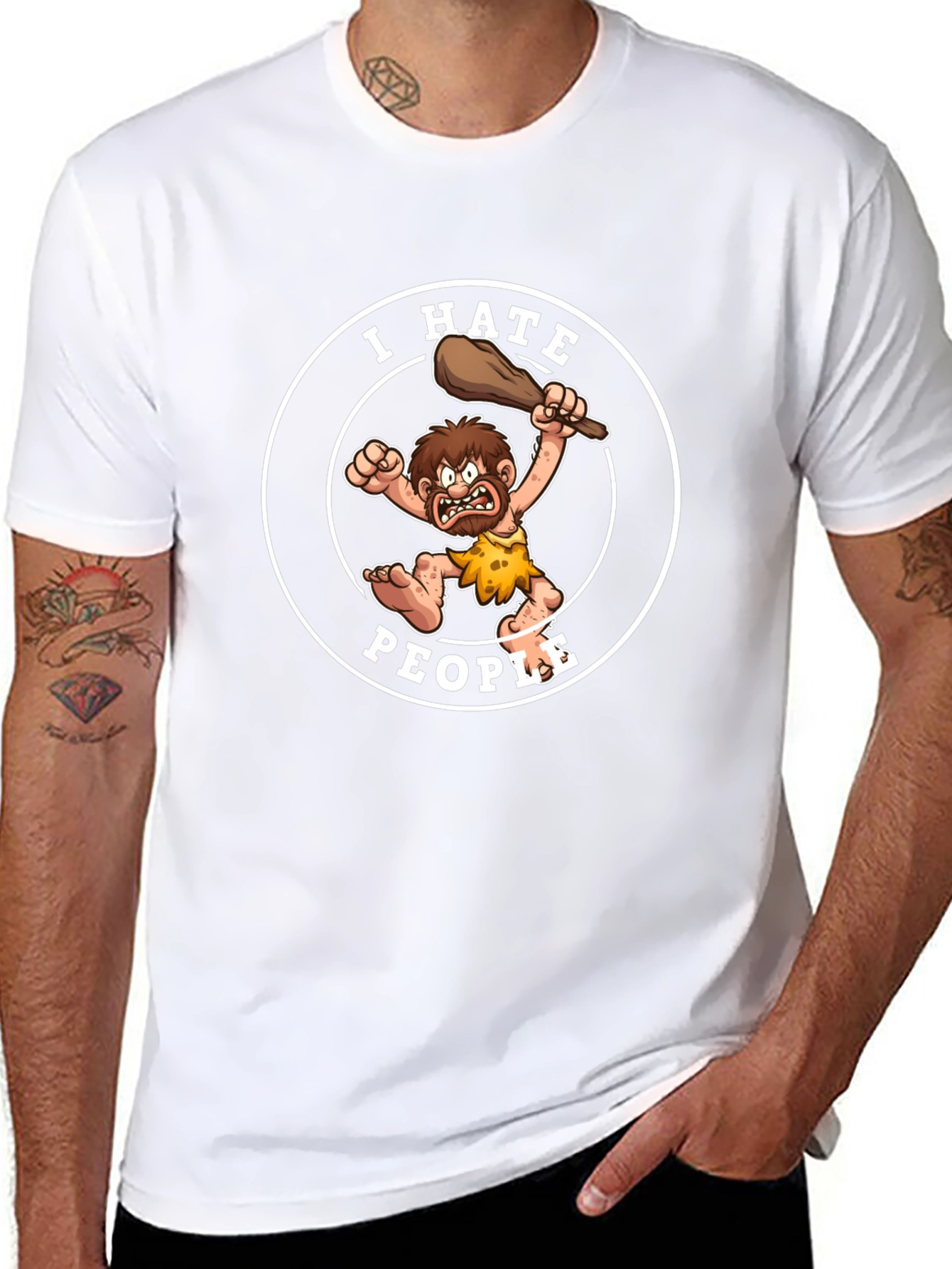 I Hate People Caveman Graphic T-Shirt
