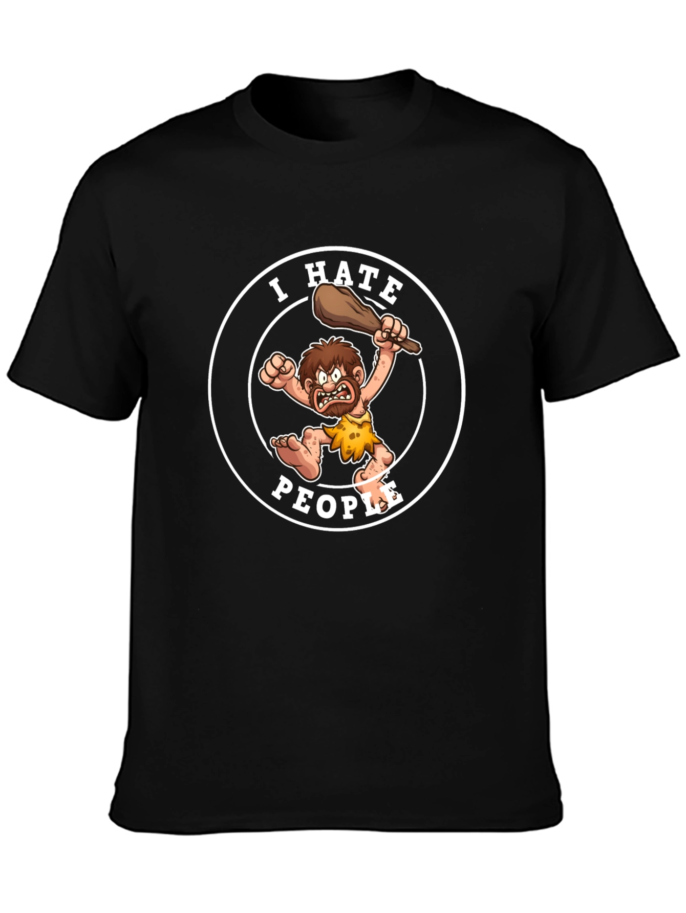 I Hate People Caveman Graphic T-Shirt
