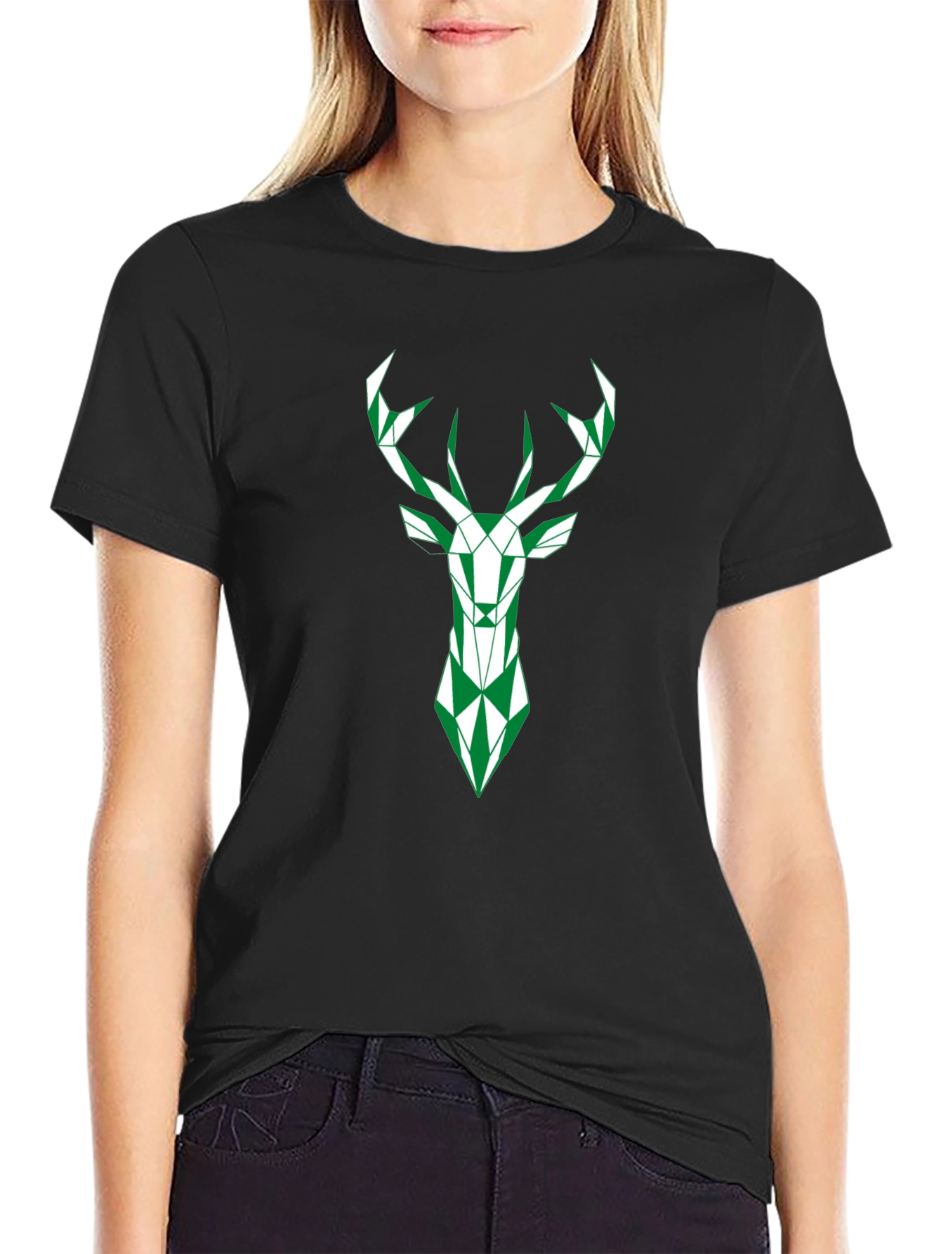 Geometric Deer Graphic Tee - Modern Style