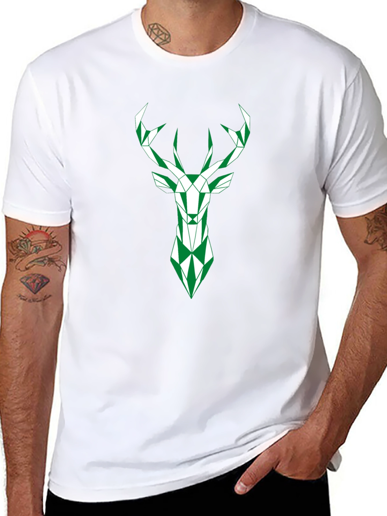 Geometric Deer Graphic Tee - Modern Style