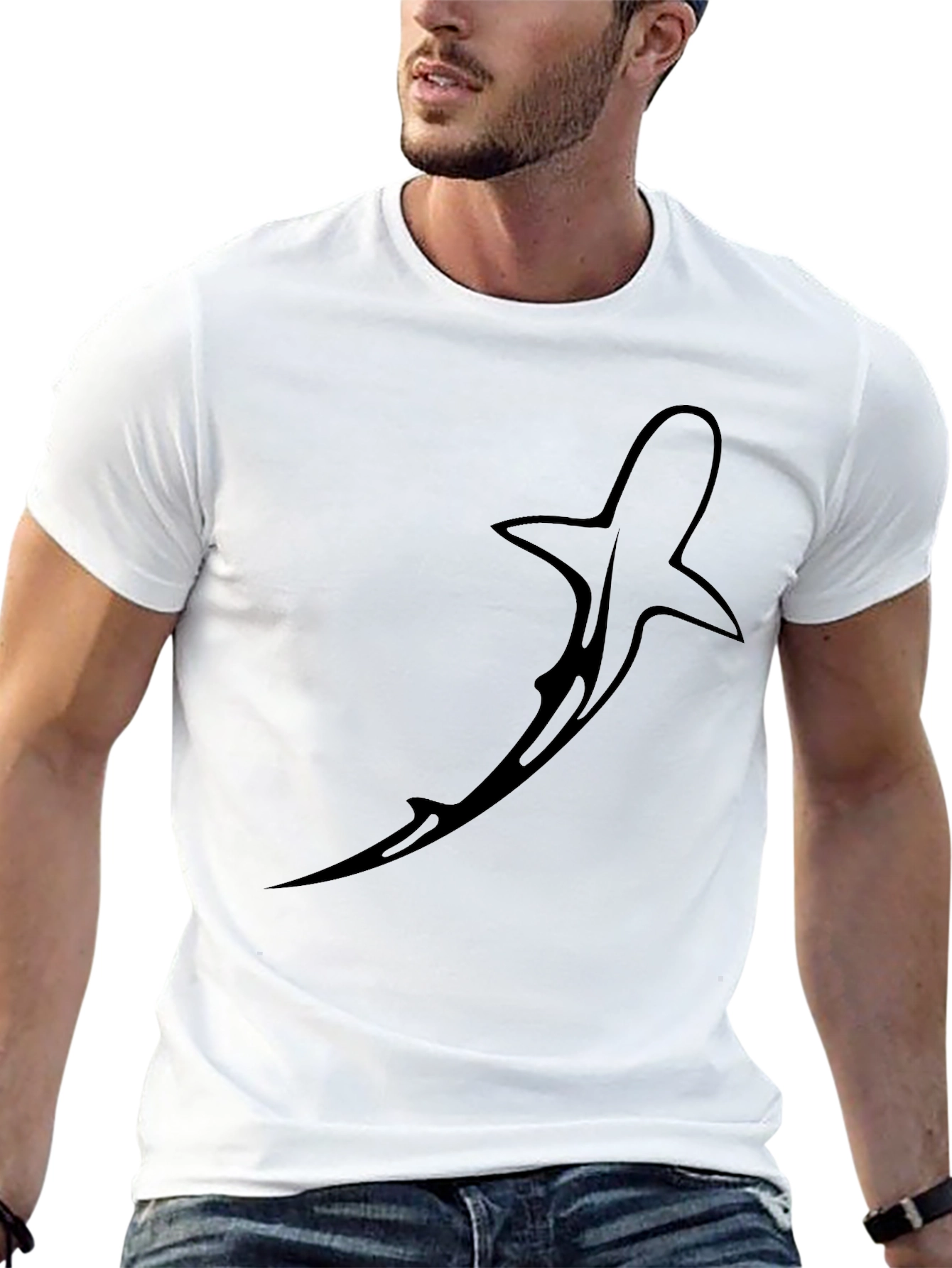 Shark Silhouette Black T-Shirt - Graphic Tee