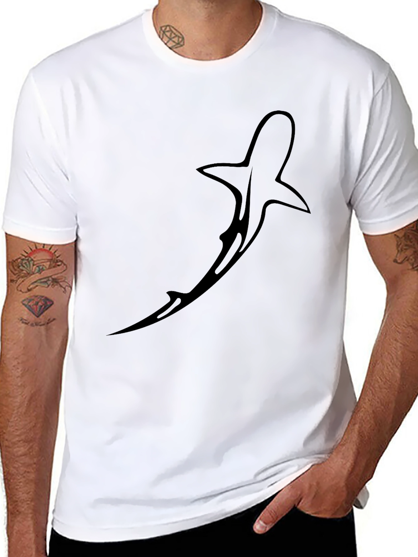 Shark Silhouette Black T-Shirt - Graphic Tee