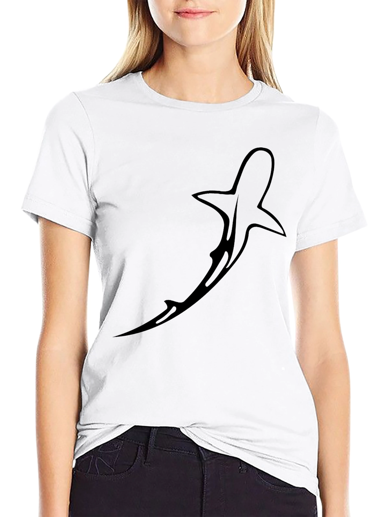 Shark Silhouette Black T-Shirt - Graphic Tee