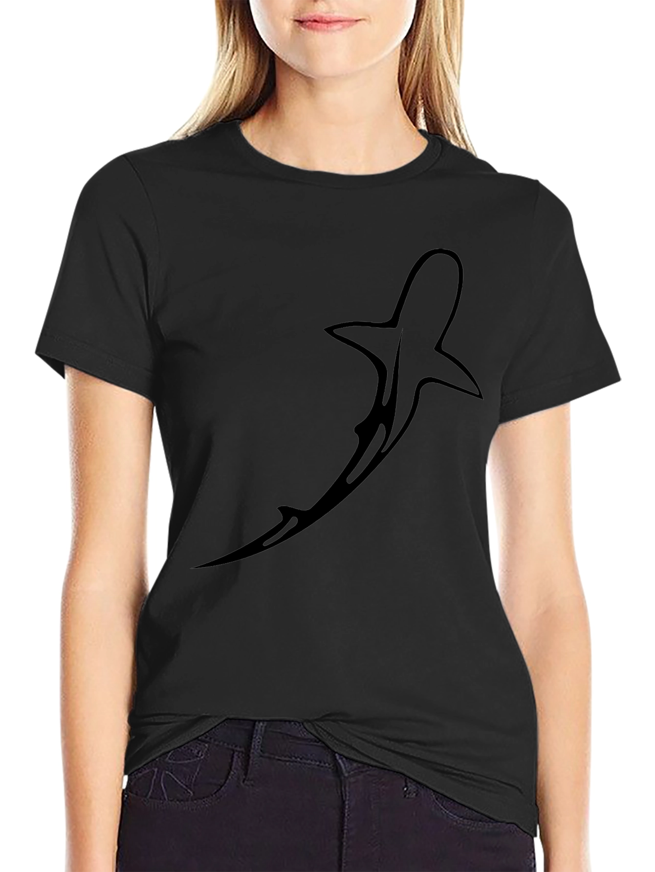 Shark Silhouette Black T-Shirt - Graphic Tee