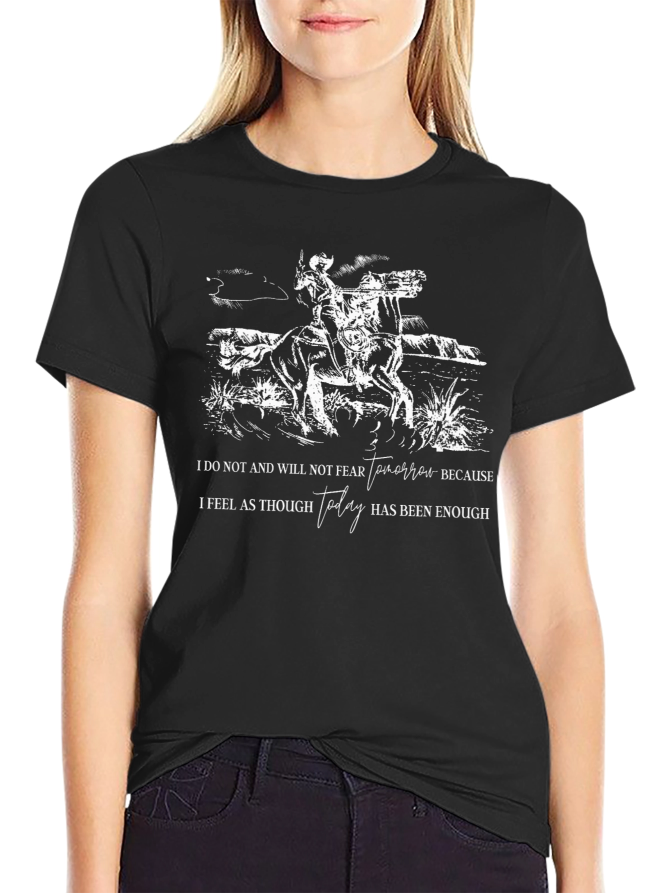 Cowboy Graphic Tee: Live for Today Black T-Shirt