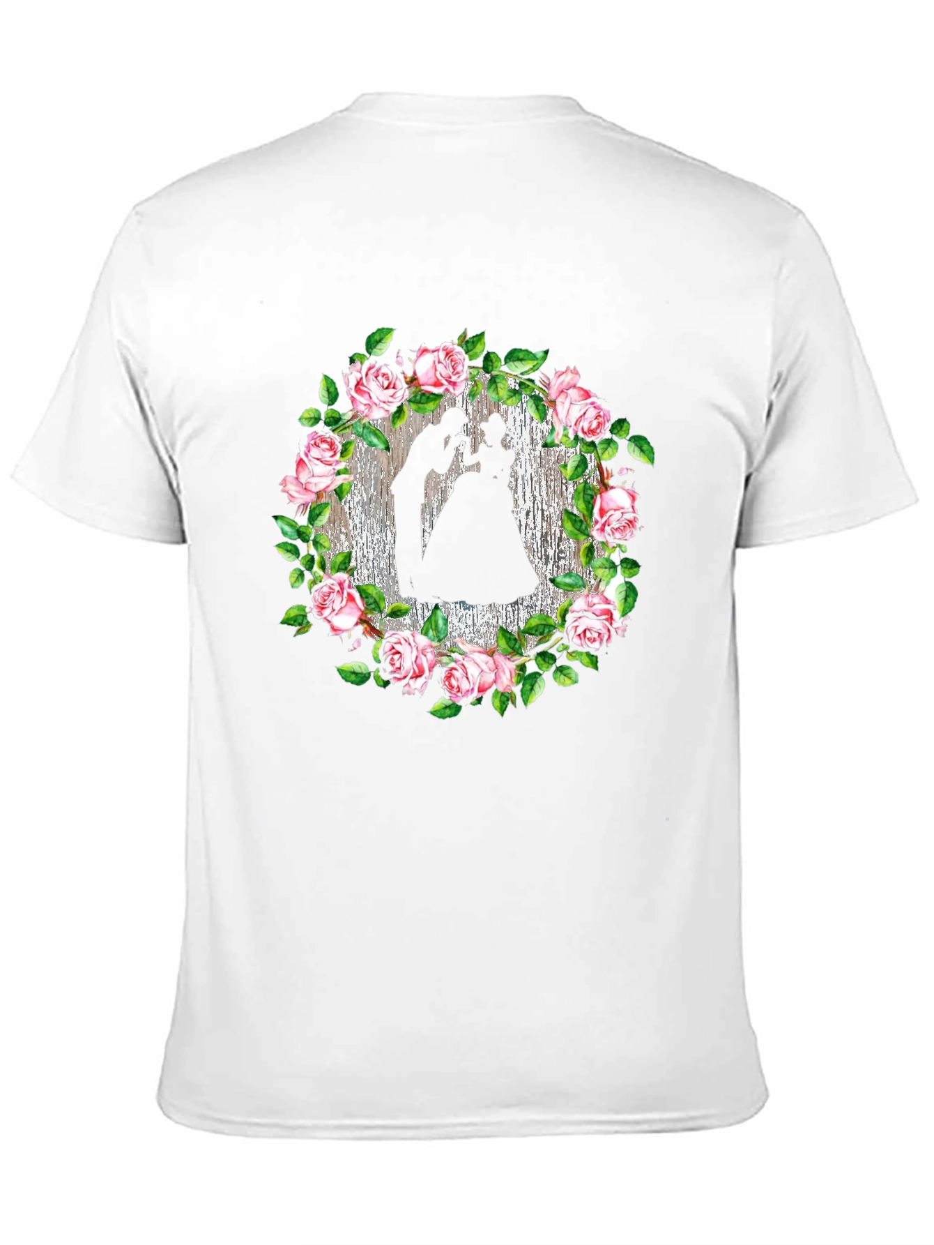 Romantic Rose Silhouette Black T-Shirt