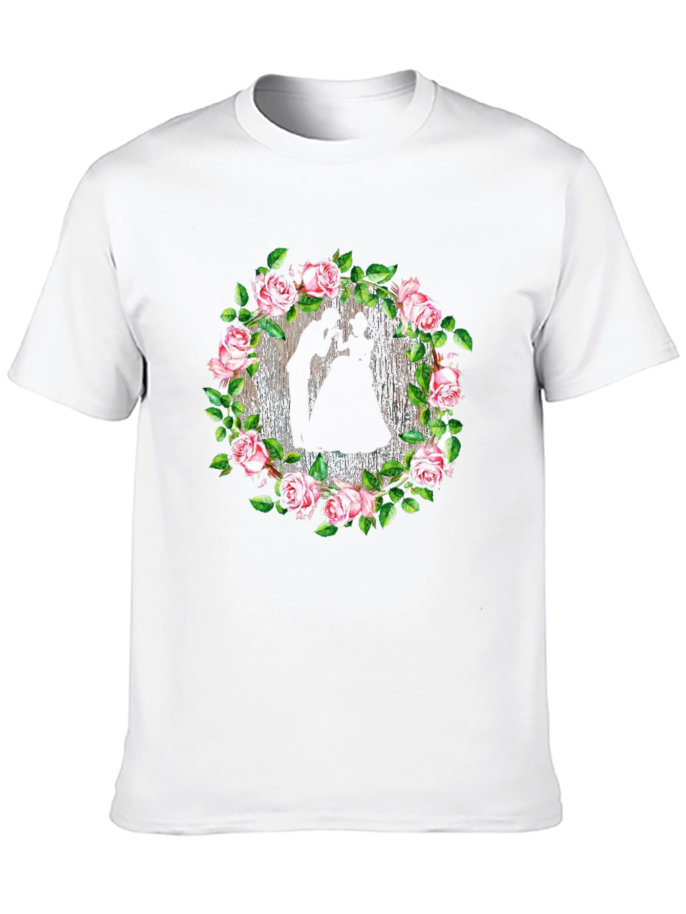 Romantic Rose Silhouette Black T-Shirt