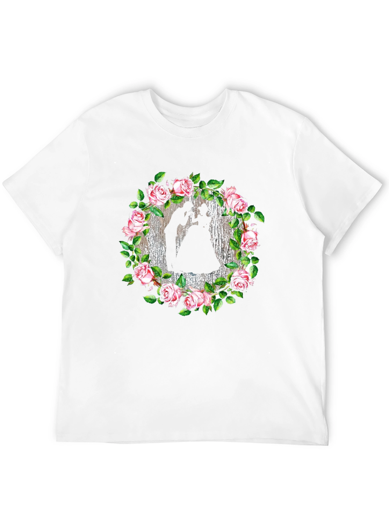 Romantic Rose Silhouette Black T-Shirt