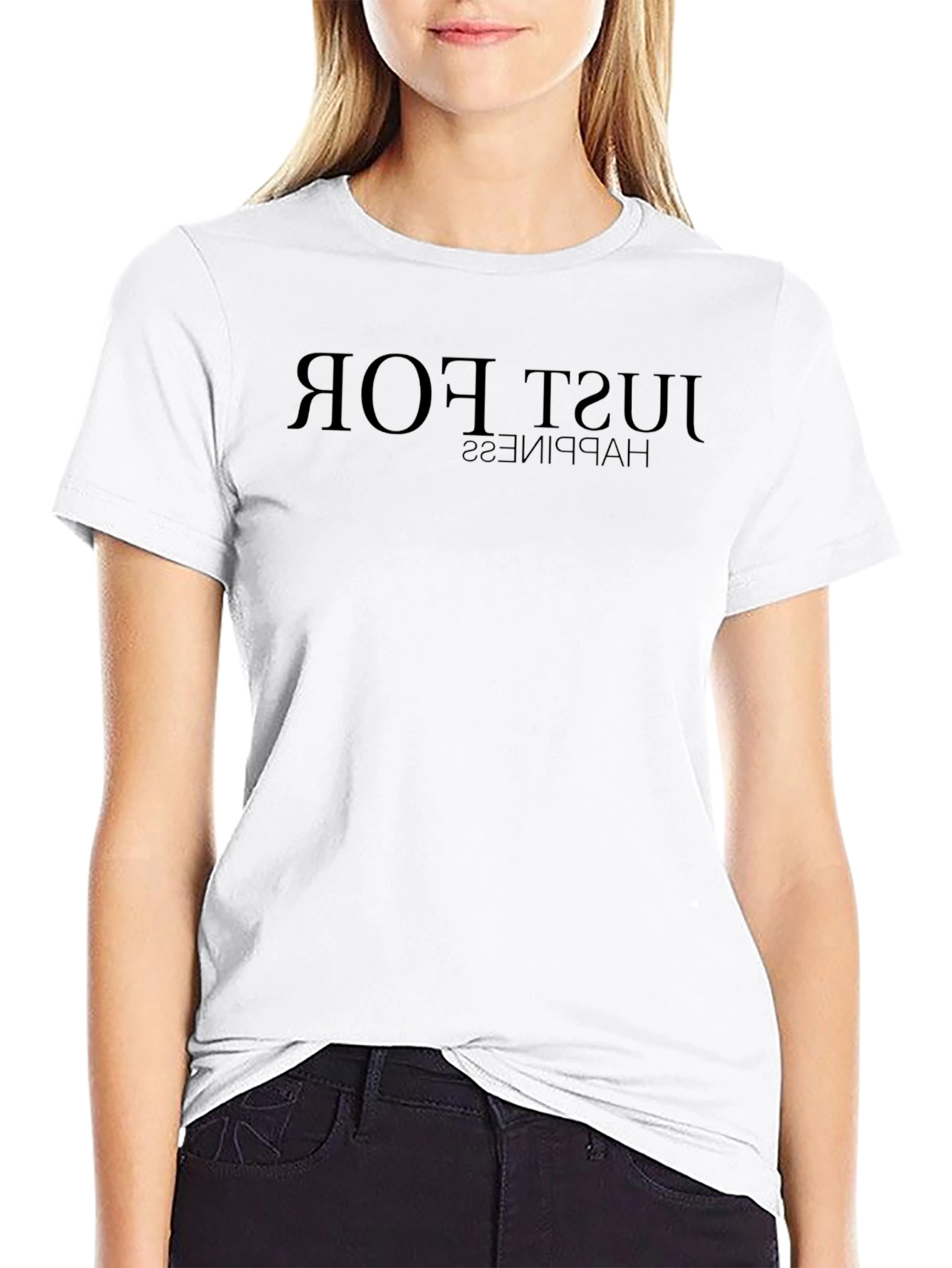 Black T-Shirt: Just For Happiness Graphic Tee