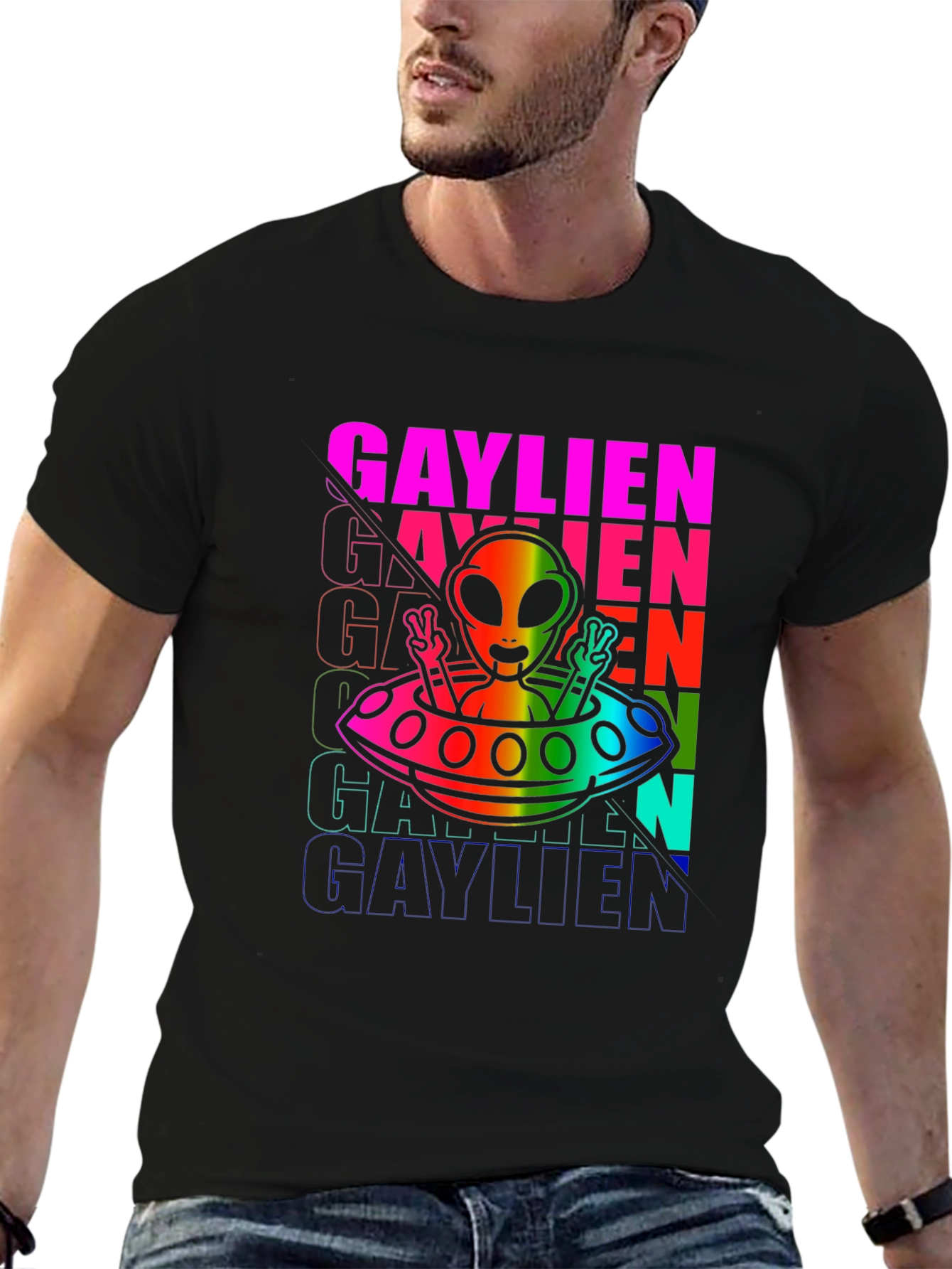 Gaylien Rainbow Graphic T-Shirt