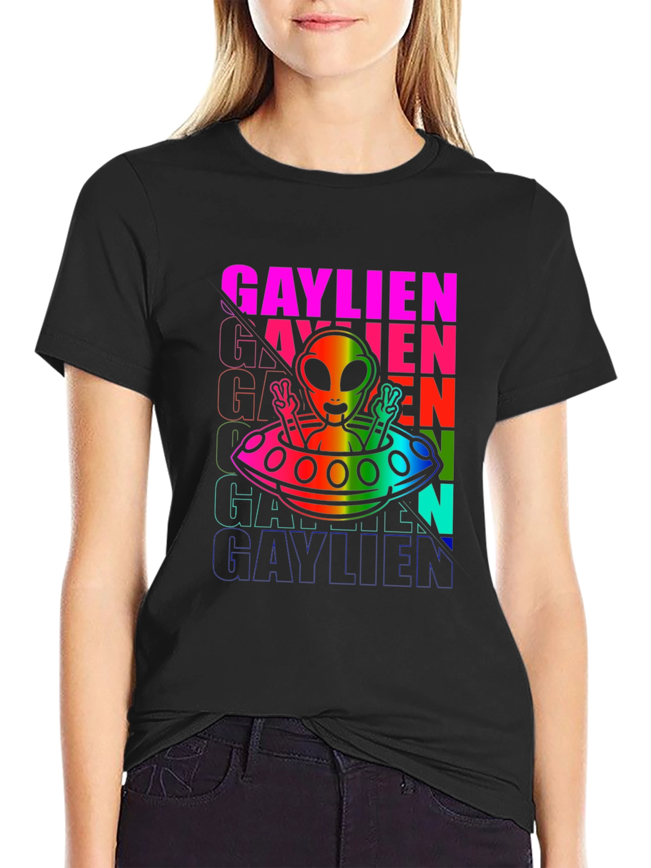 Gaylien Rainbow Graphic T-Shirt