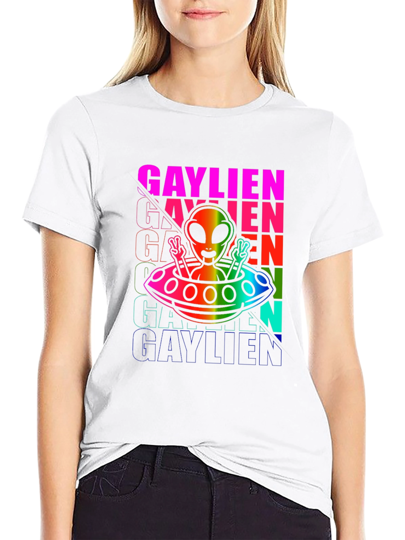 Gaylien Rainbow Graphic T-Shirt