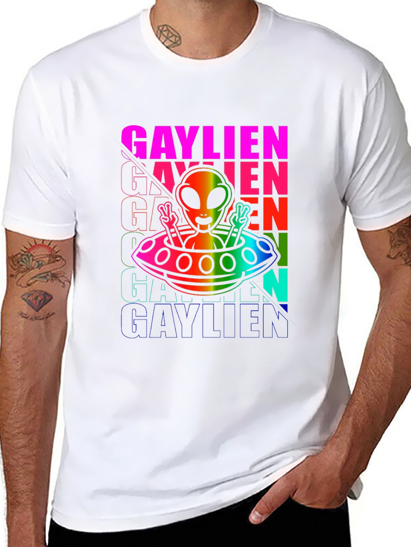 Gaylien Rainbow Graphic T-Shirt