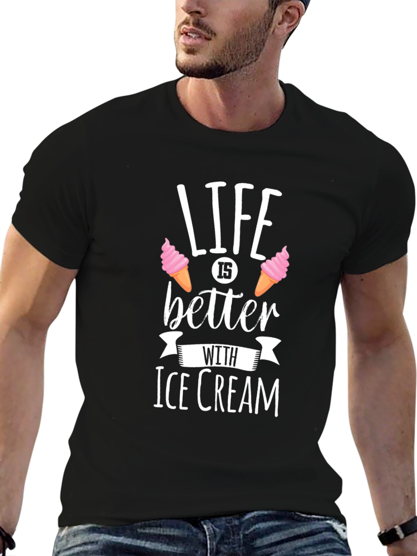 Life is Better with Ice Cream - Black T-Shirt