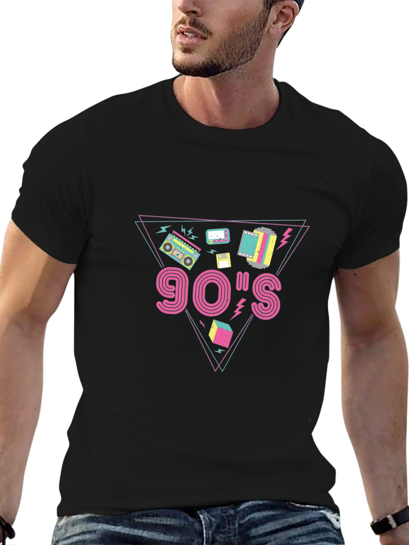 Retro 90s Graphic Tee - Black
