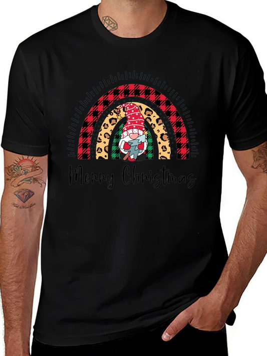Merry Christmas Rainbow Gnome Graphic Tee