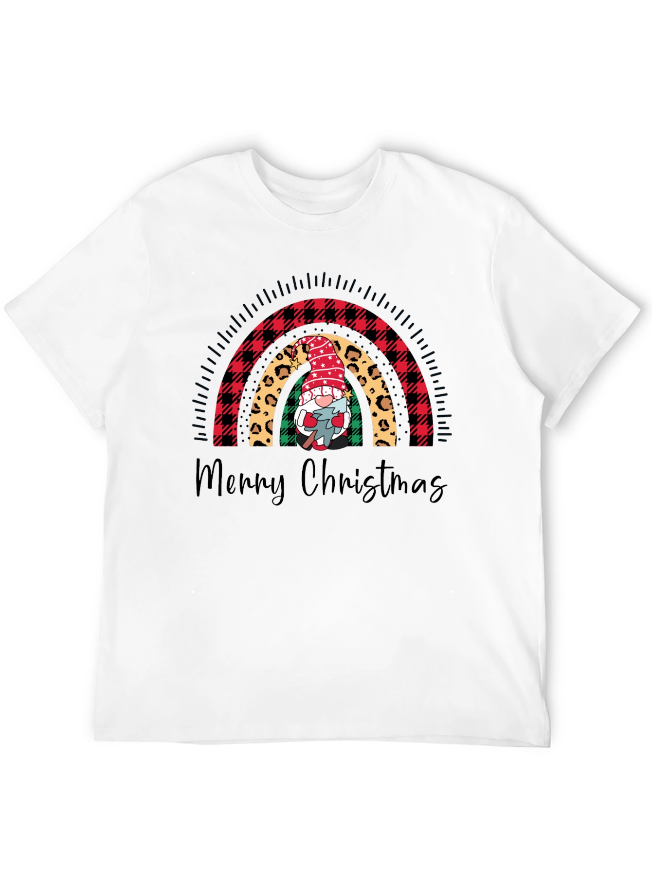 Merry Christmas Rainbow Gnome Graphic Tee