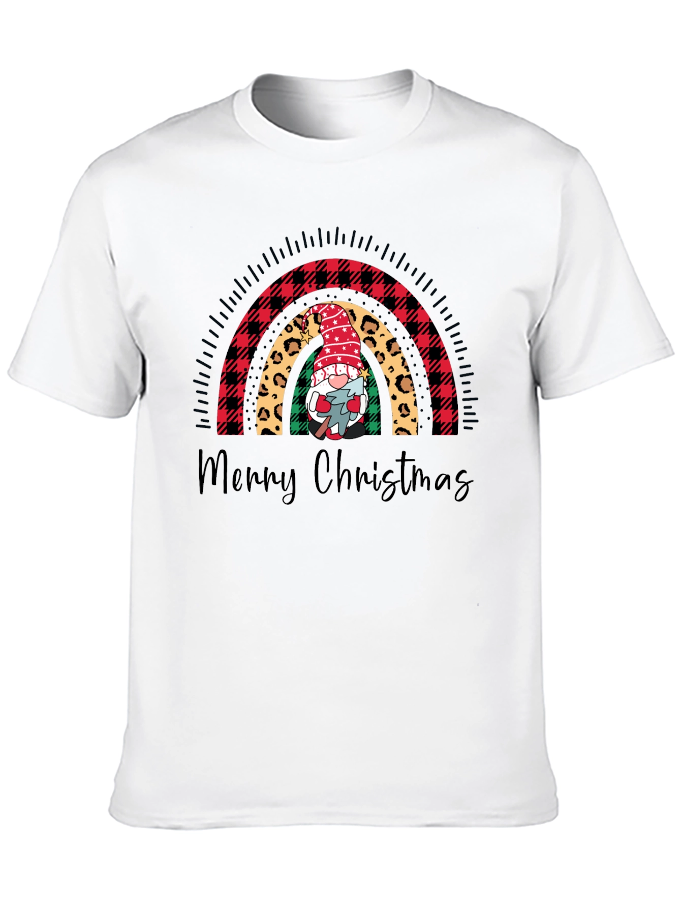 Merry Christmas Rainbow Gnome Graphic Tee
