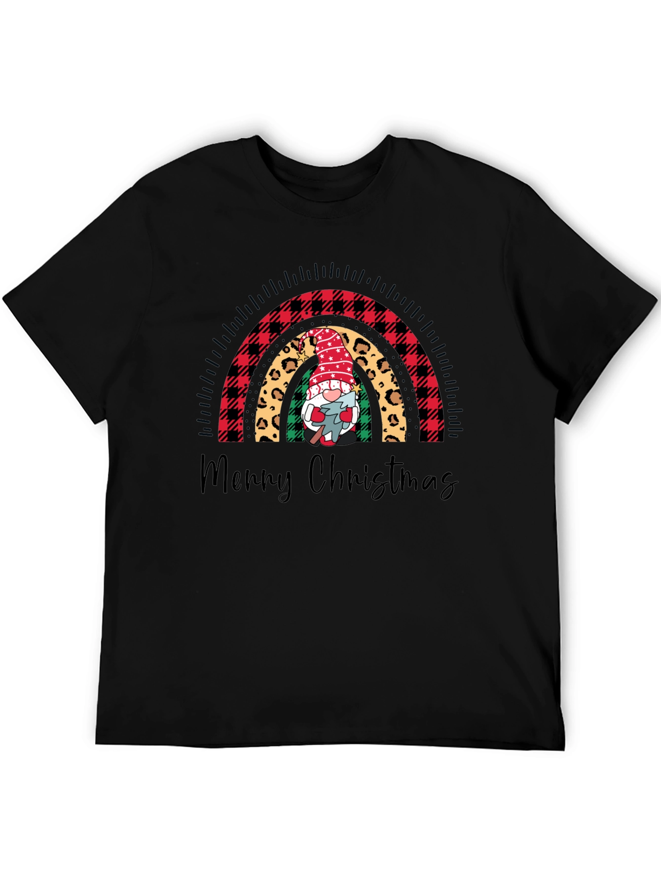 Merry Christmas Rainbow Gnome Graphic Tee