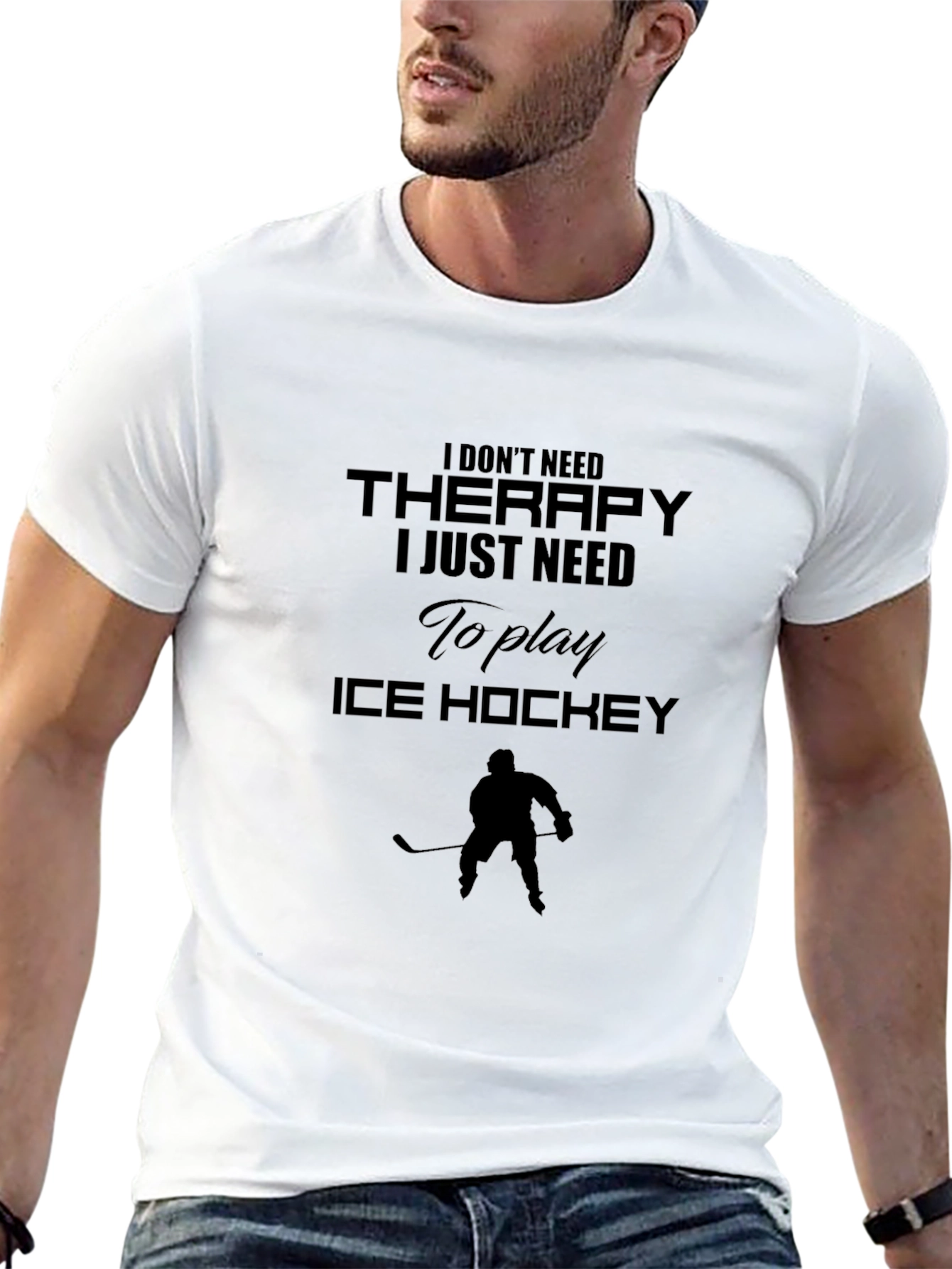 Ice Hockey Therapy Tee - Black Cotton Blend