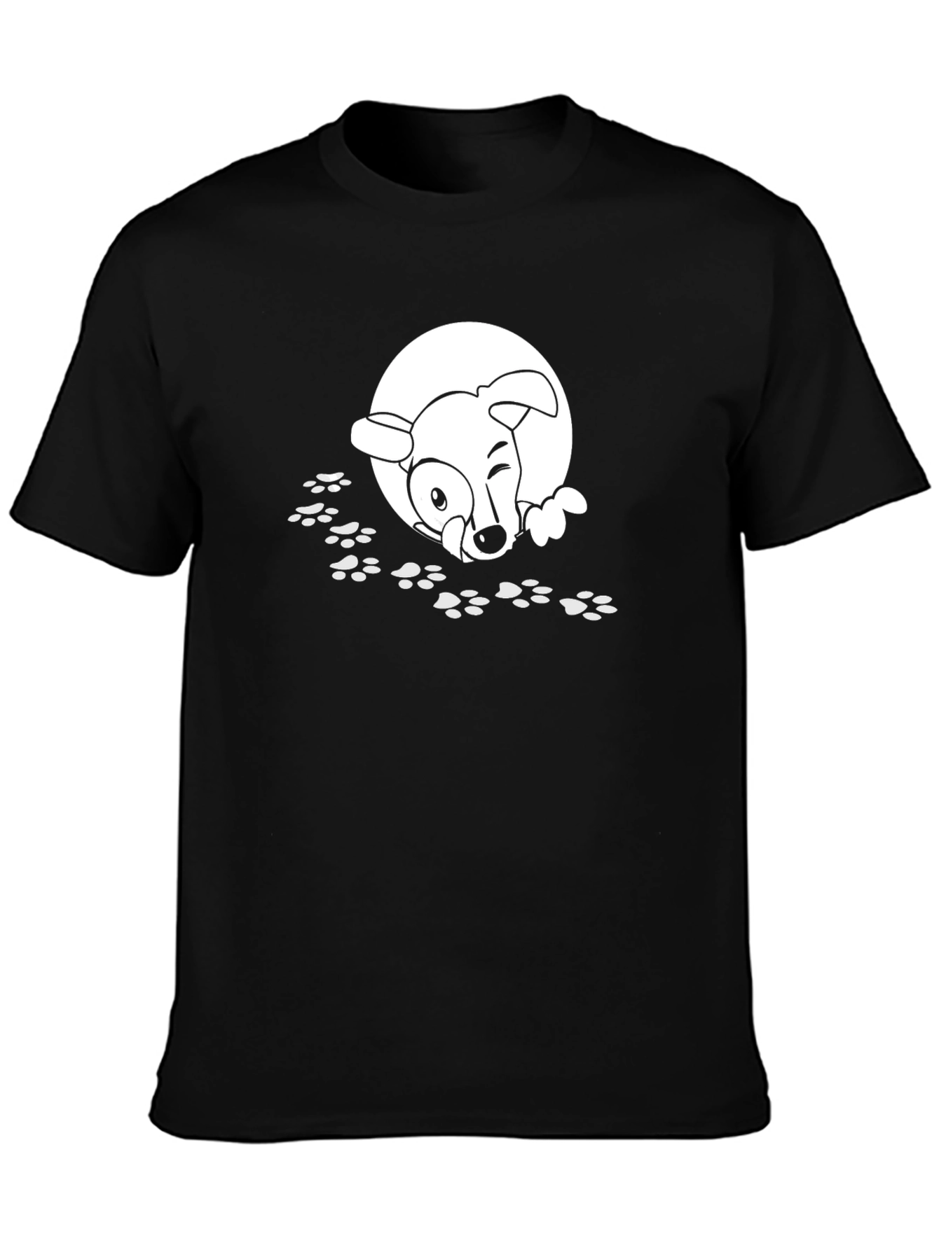 Dog Paw Print T-Shirt - Cartoon Puppy Tee