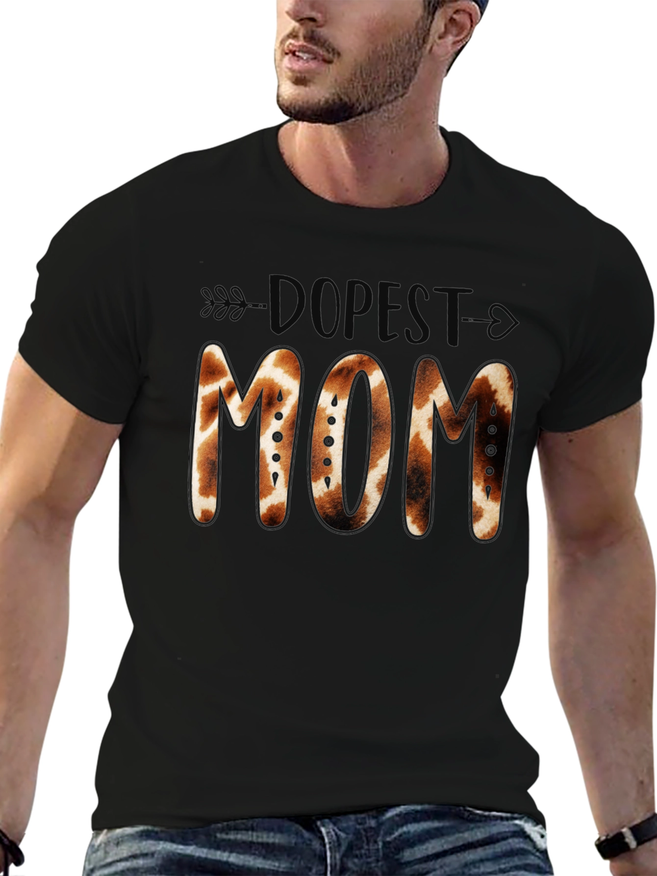Dopest Mom Giraffe Print Graphic Tee