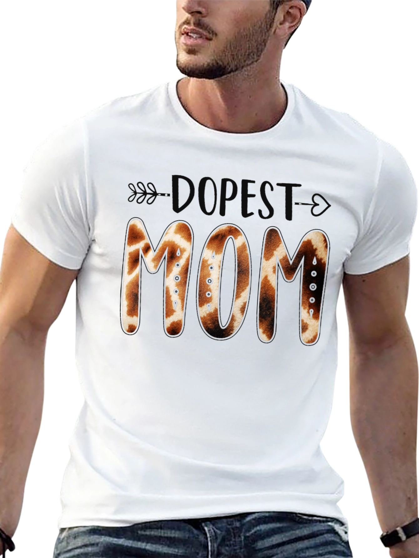 Dopest Mom Giraffe Print Graphic Tee