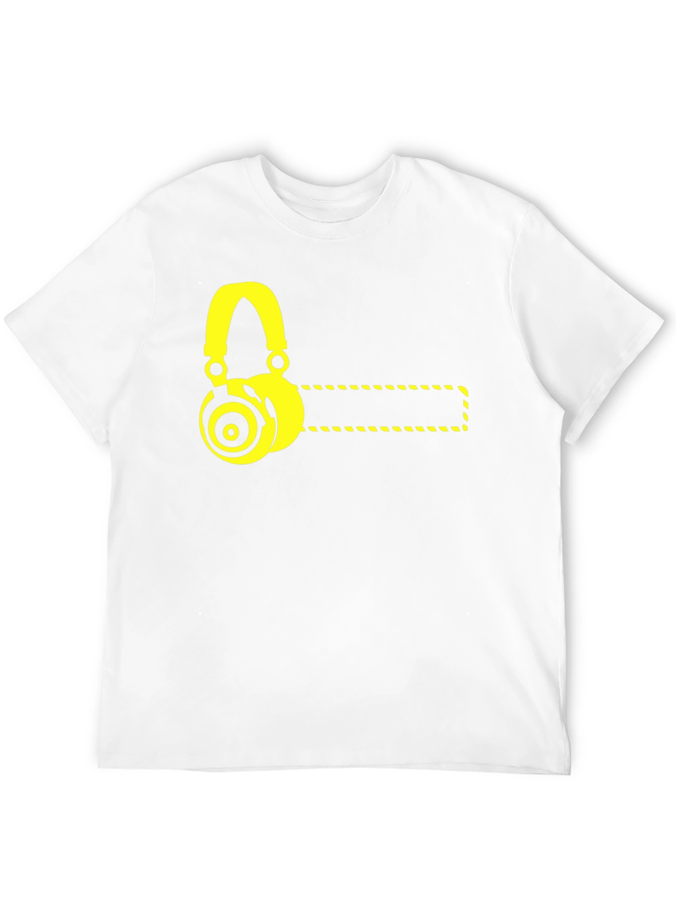 Black T-Shirt with Yellow Headphone Graphic