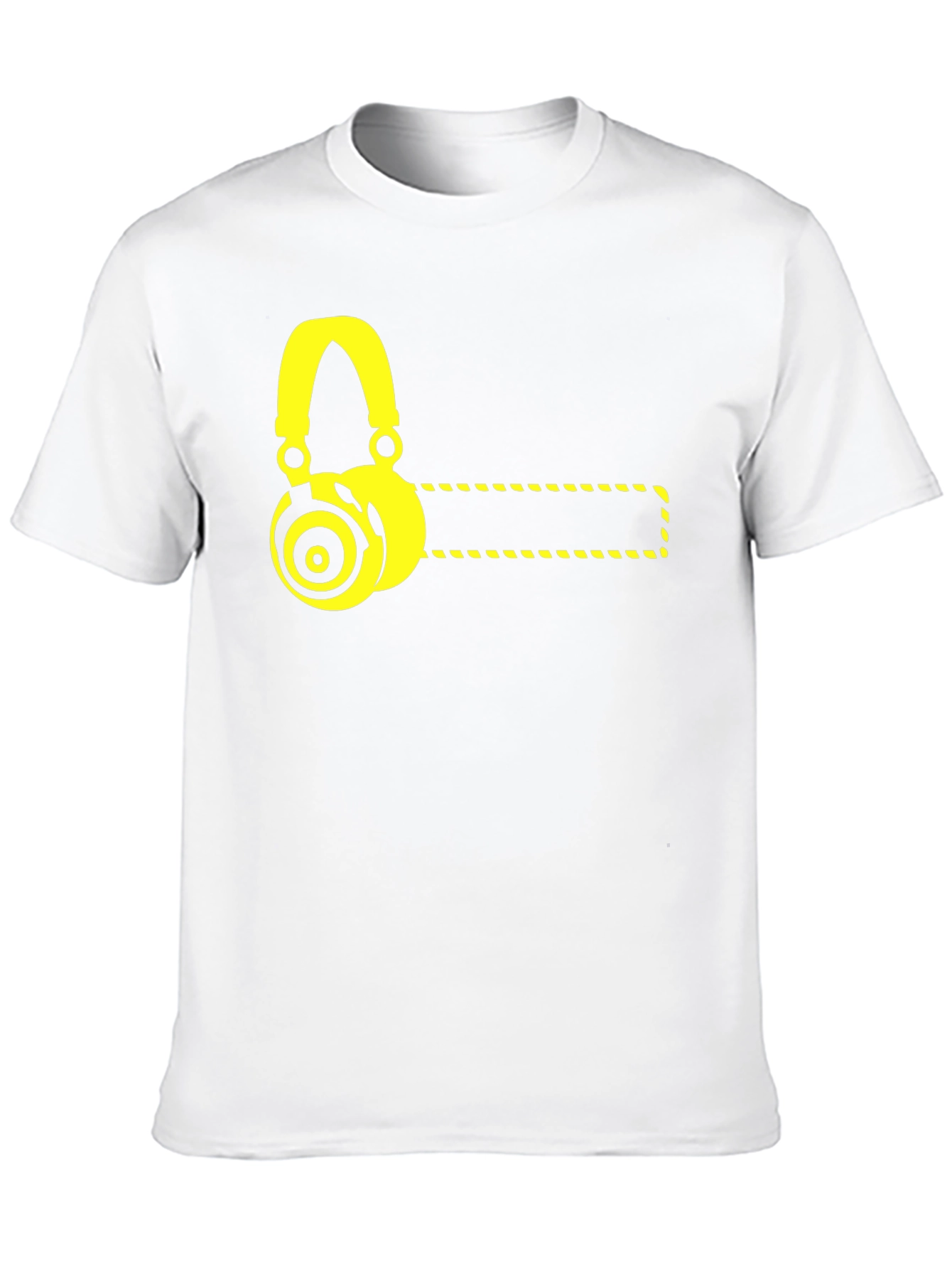 Black T-Shirt with Yellow Headphone Graphic