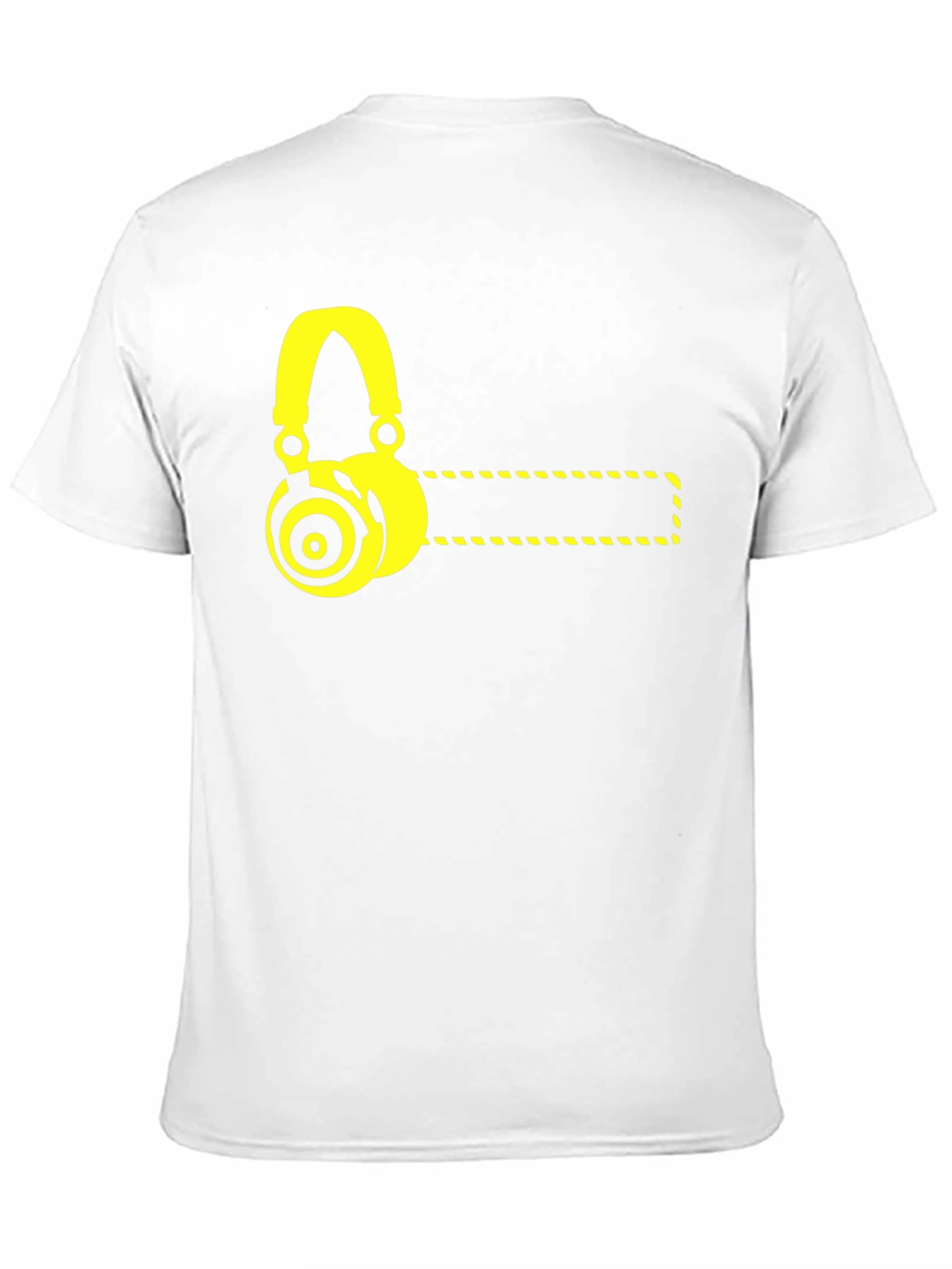 Black T-Shirt with Yellow Headphone Graphic