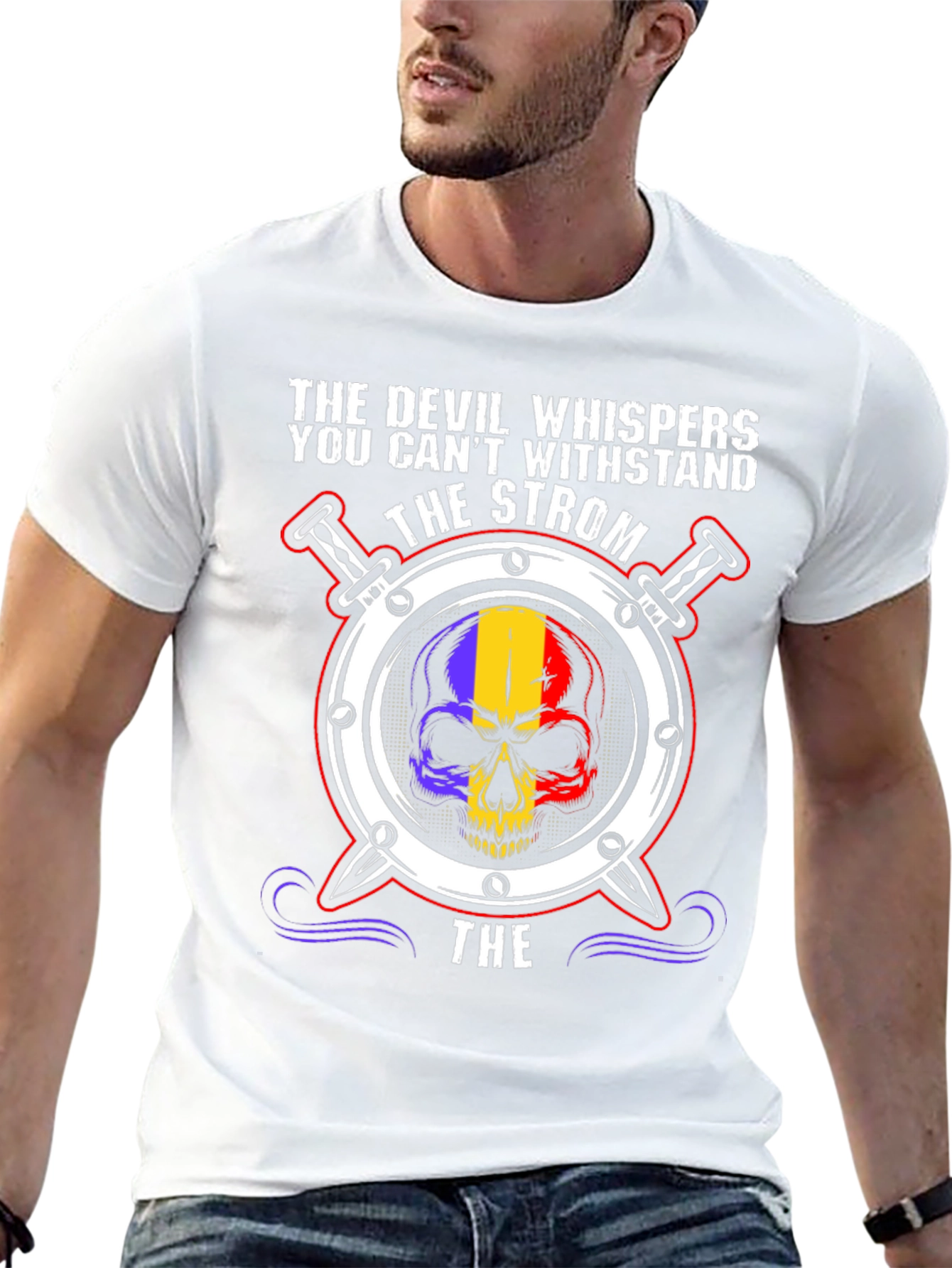 Devil Whispers Skull Graphic T-Shirt