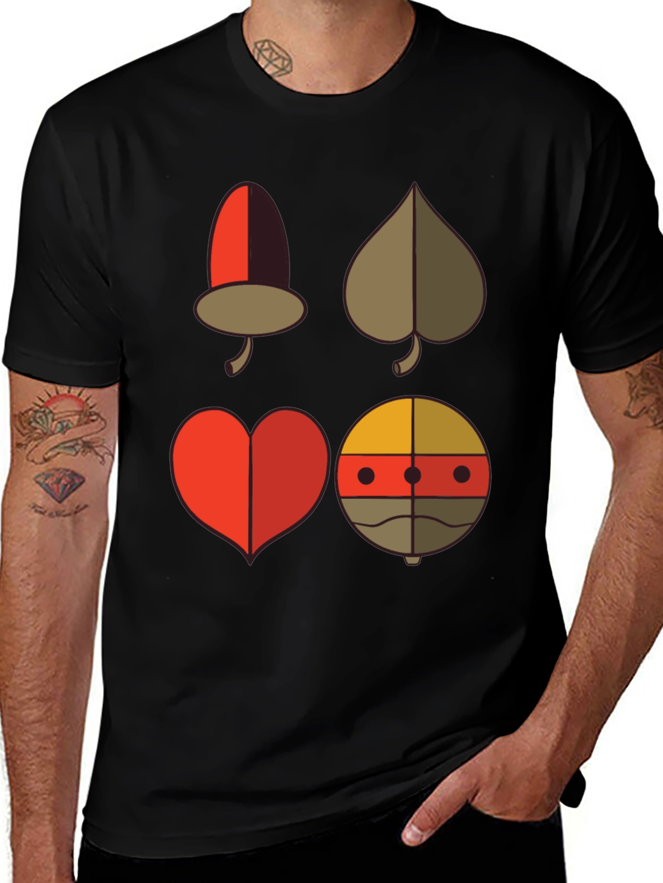 Novelty Card Suit Graphic Tee - Black