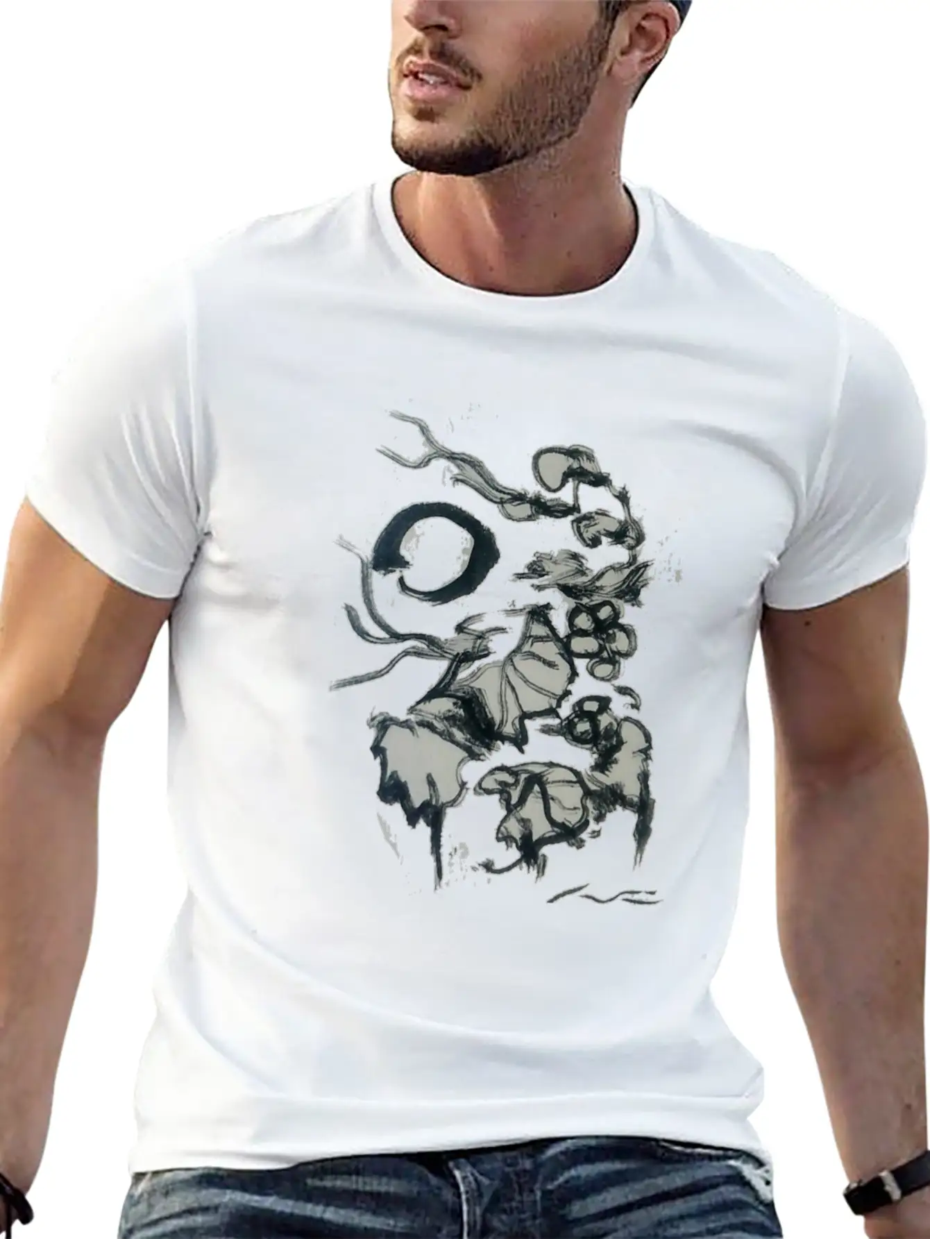 Ink Drawing Of A Tropical Plant Unisex Casual T-Shirt – Clean Design For Daily Comfort
