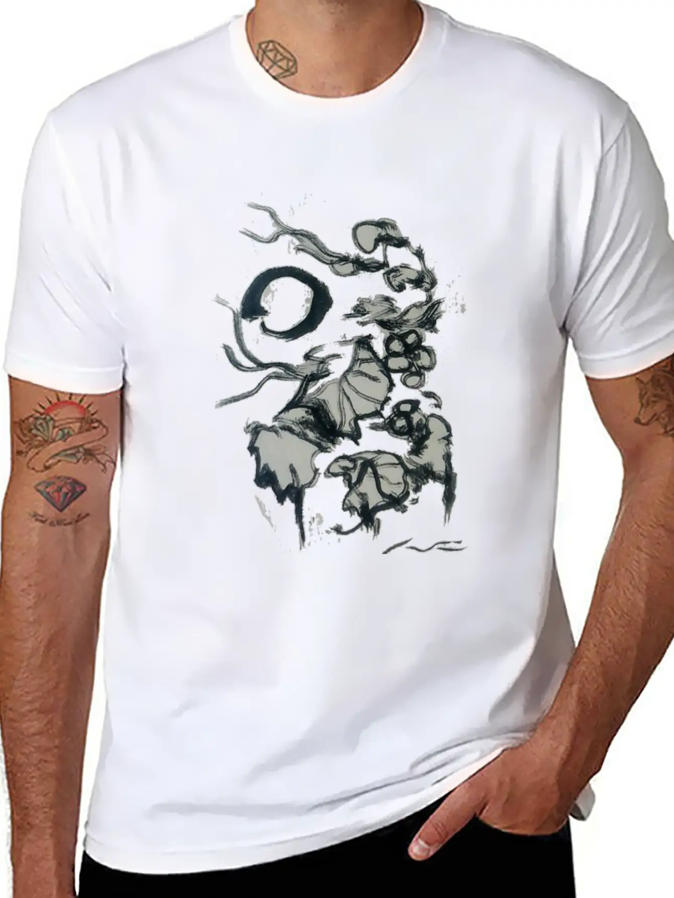 Ink Drawing Of A Tropical Plant Unisex Casual T-Shirt – Clean Design For Daily Comfort