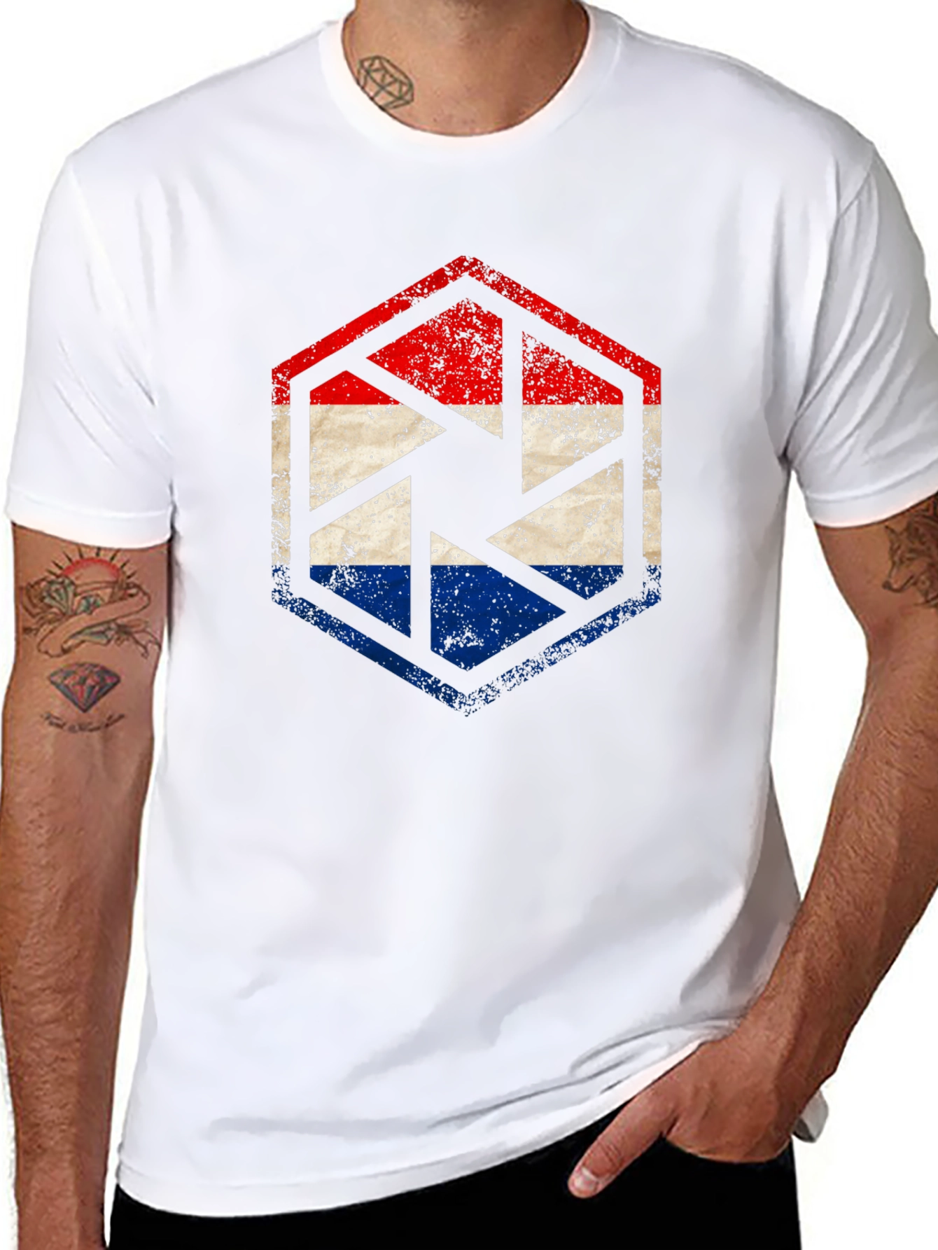 Dutch Flag Shutter Graphic Tee - Black