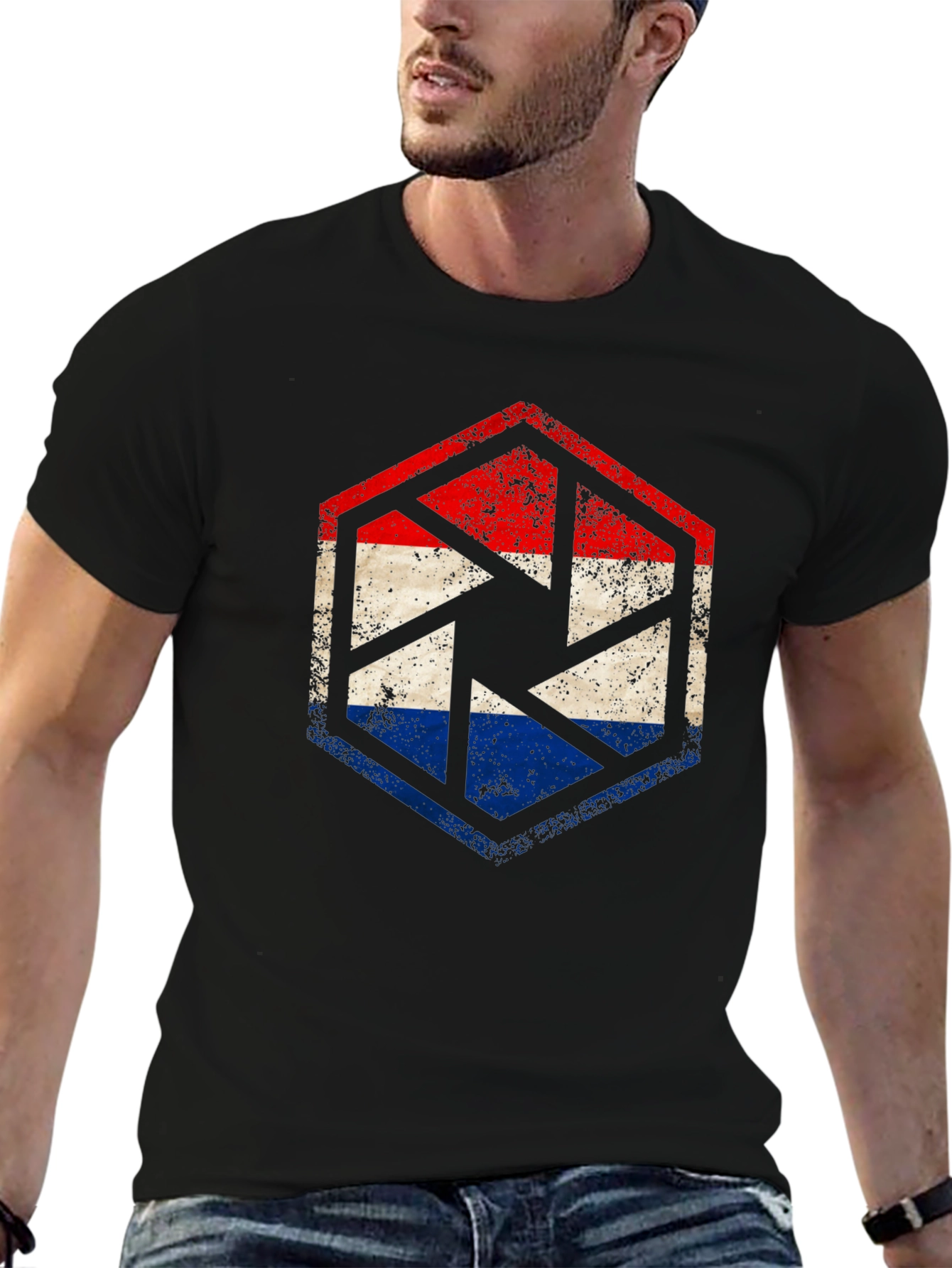 Dutch Flag Shutter Graphic Tee - Black