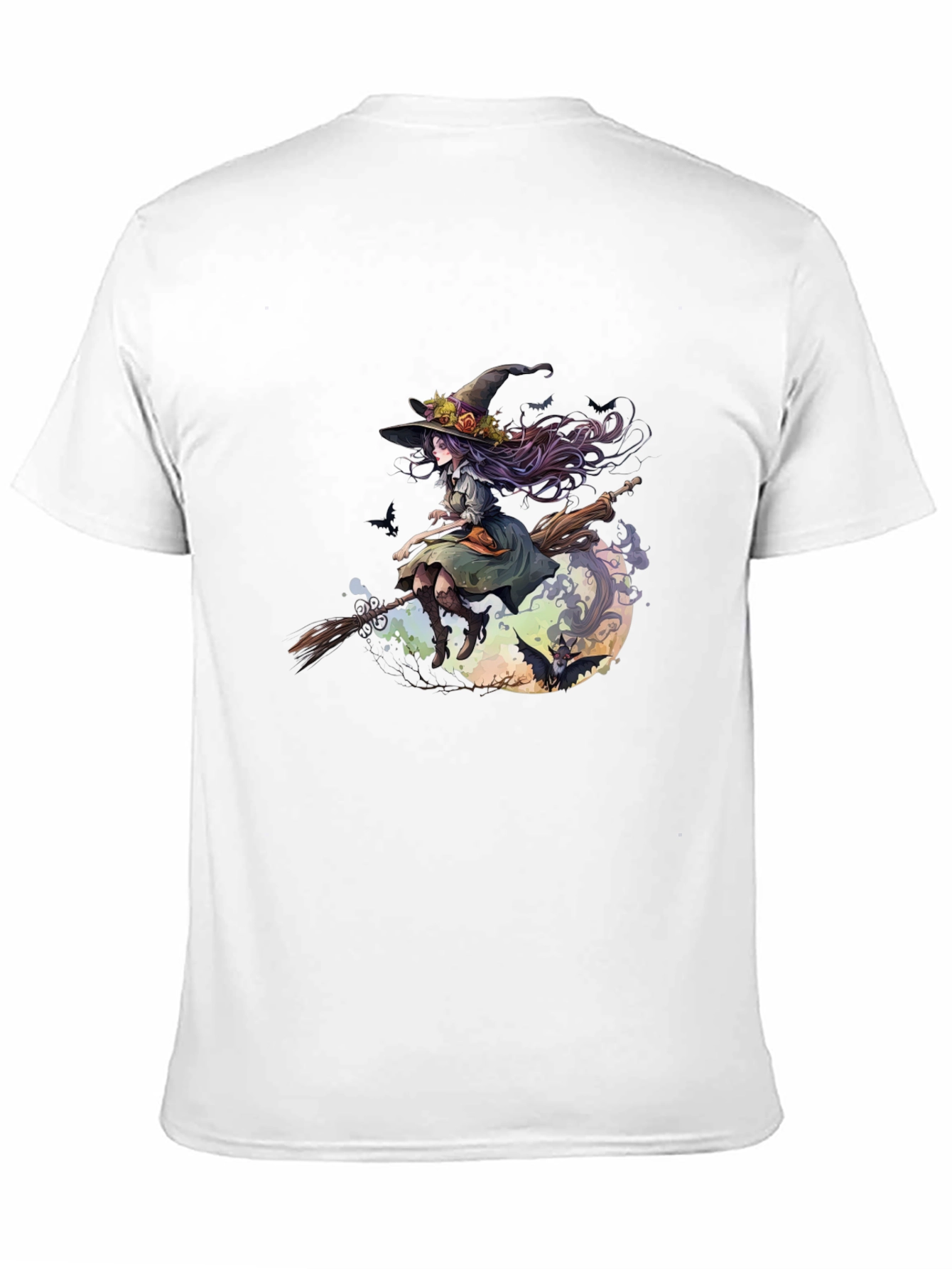 Witch on Broomstick Graphic Tee - Halloween Style