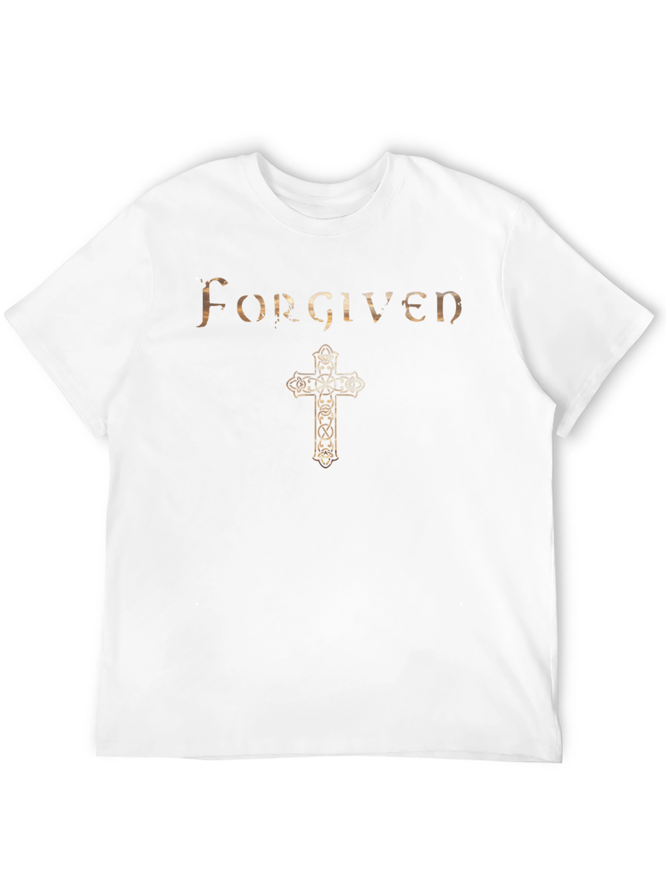 Forgiven Celtic Cross Graphic Print Mens Black T-Shirt